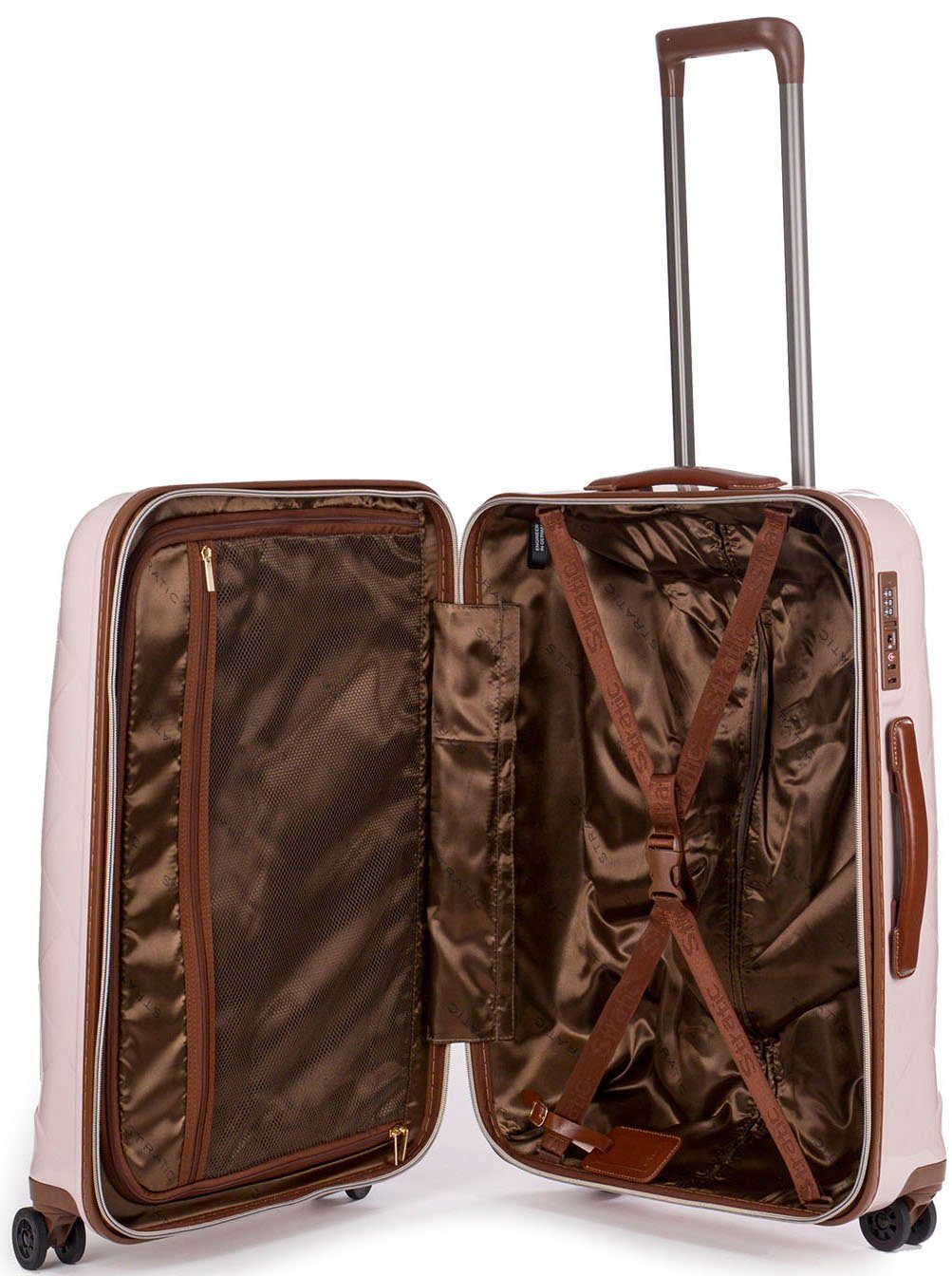 Stratic Hartschalen-Trolley Leather&More M, rose, 4 Rollen, Reisekoffer Reisegepäck Aufgabegepäck TSA-Zahlenschloss