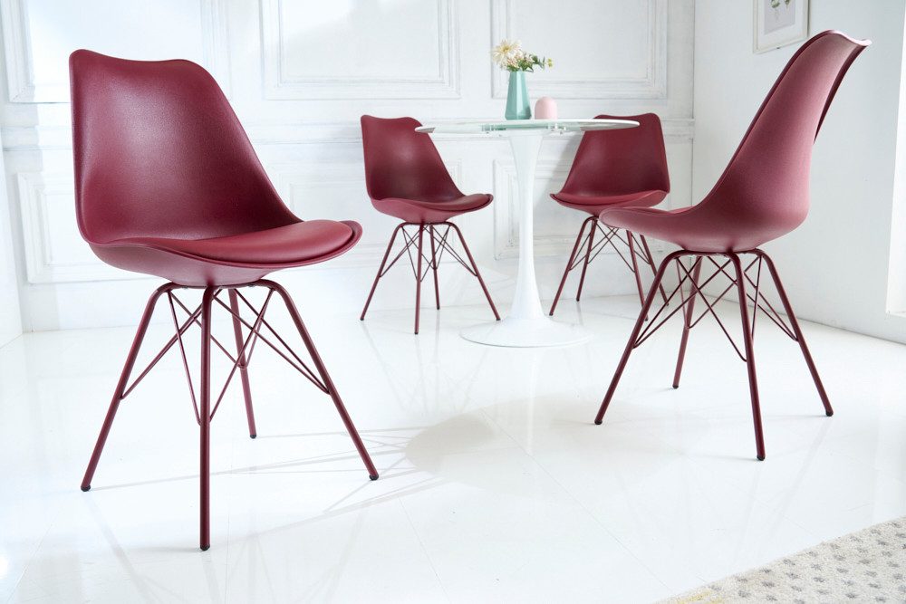 riess-ambiente Polsterstuhl SCANDINAVIA MEISTERSTÜCK rot (1 St), Esszimmer · Kunstleder · Metall · Retro