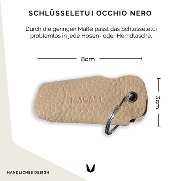 MAGATI Schlüsseltasche Occhio Nero aus Leder mit Einkaufswagenlöser, Platz für 1-6 Schlüssel, Schlüsselanhänger