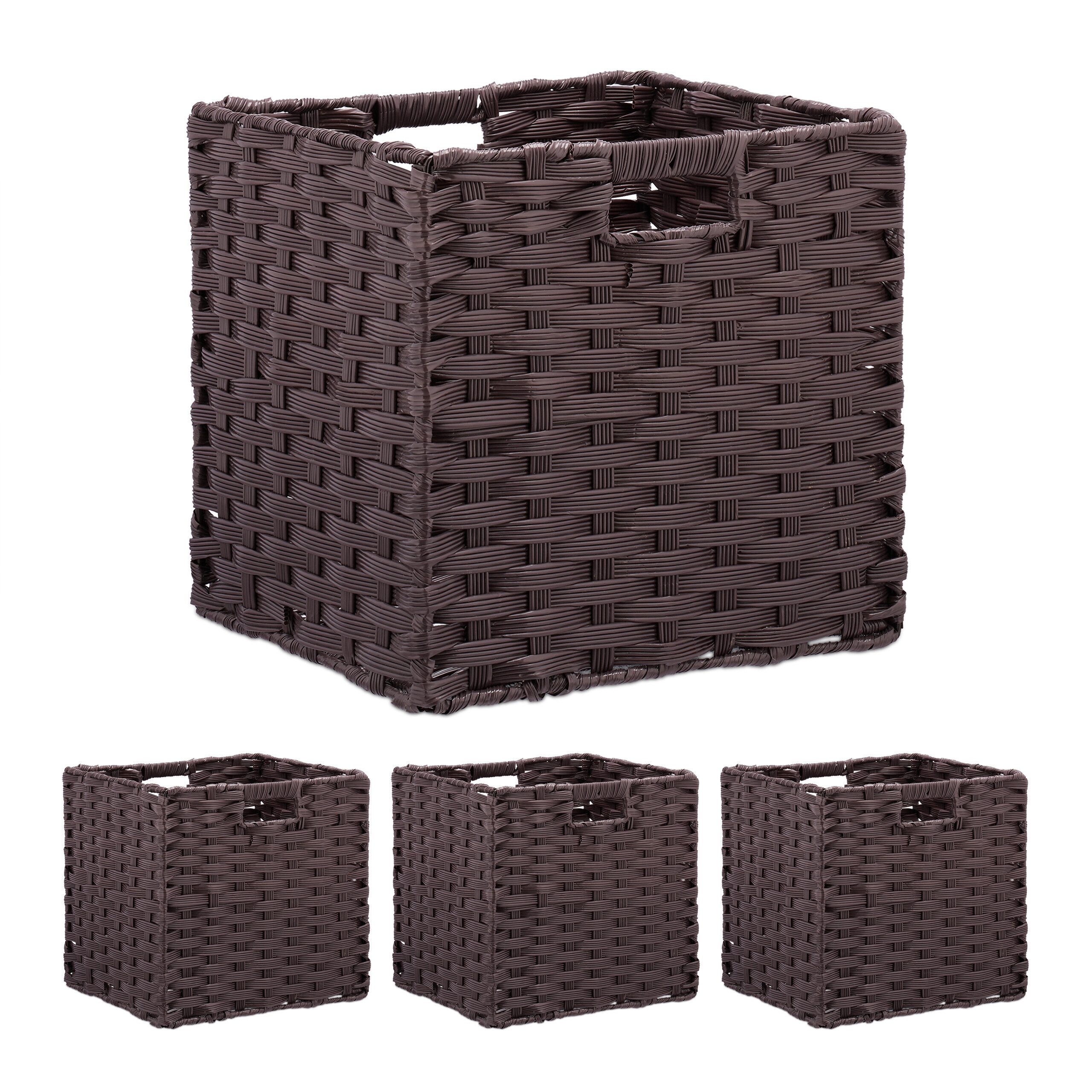 relaxdays Regalkorb Aufbewahrungskorb im 4er Set, braun günstig online kaufen