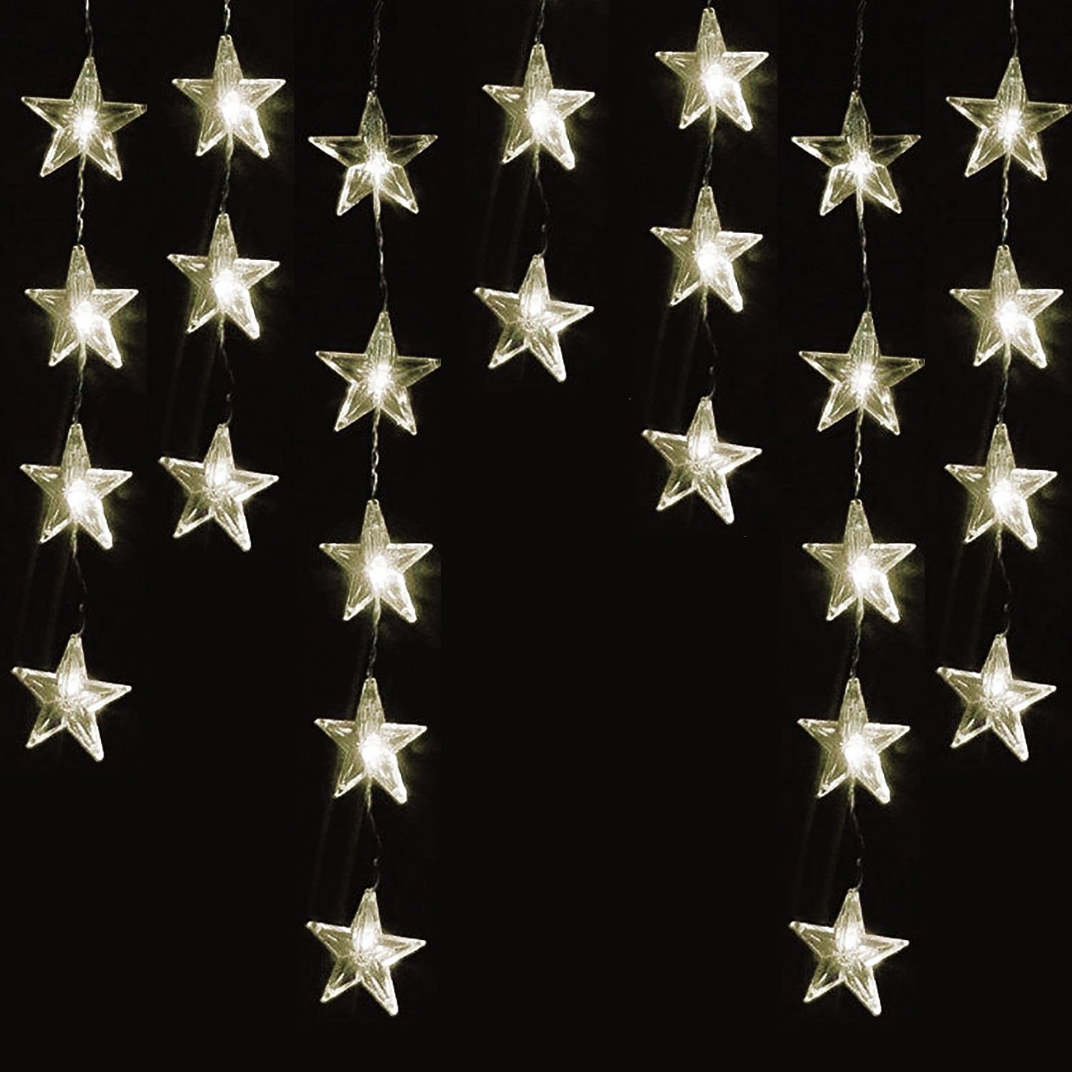 Mojawo Lichtervorhang 40er LED-Sternenvorhang und Innen Außen warmweiß