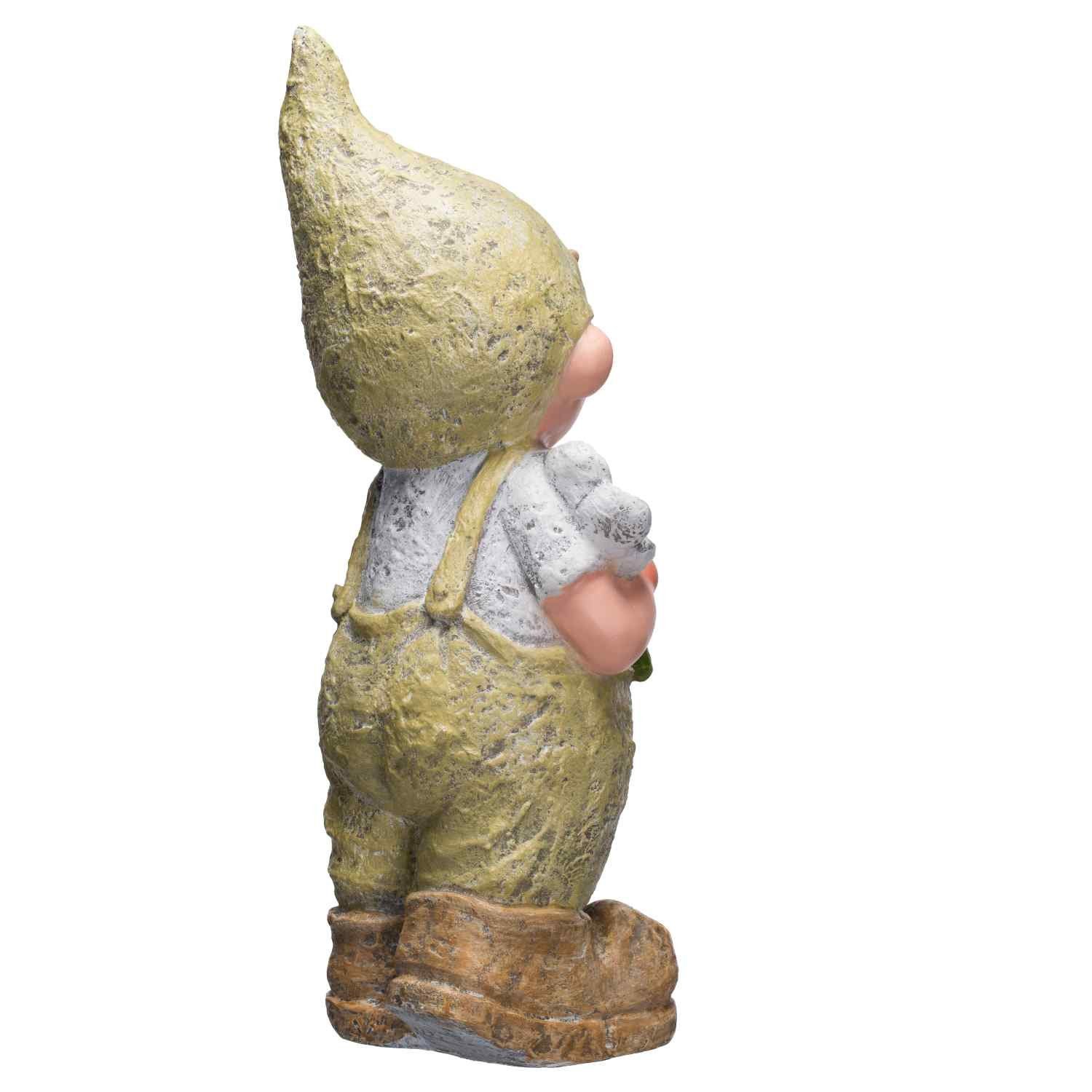 Gartenfigur Junge bemalt Gnom NF87122 BIRENDY Hand hoch Große 46cm Dekofigur Figur Wichtel