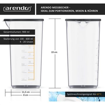 Arendo Messbecher, Kunststoff, 600ml, ideal für elektrische Handmixer und Handrührer