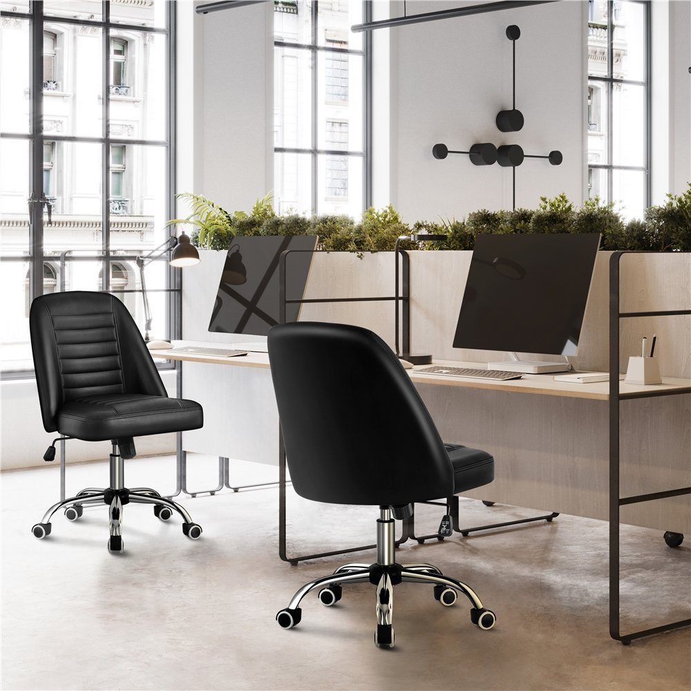 Schreibtischstuhl Gepolstert Rollen Bürostuhl, Yaheetech Kunstleder mit schwarz Drehstuhl