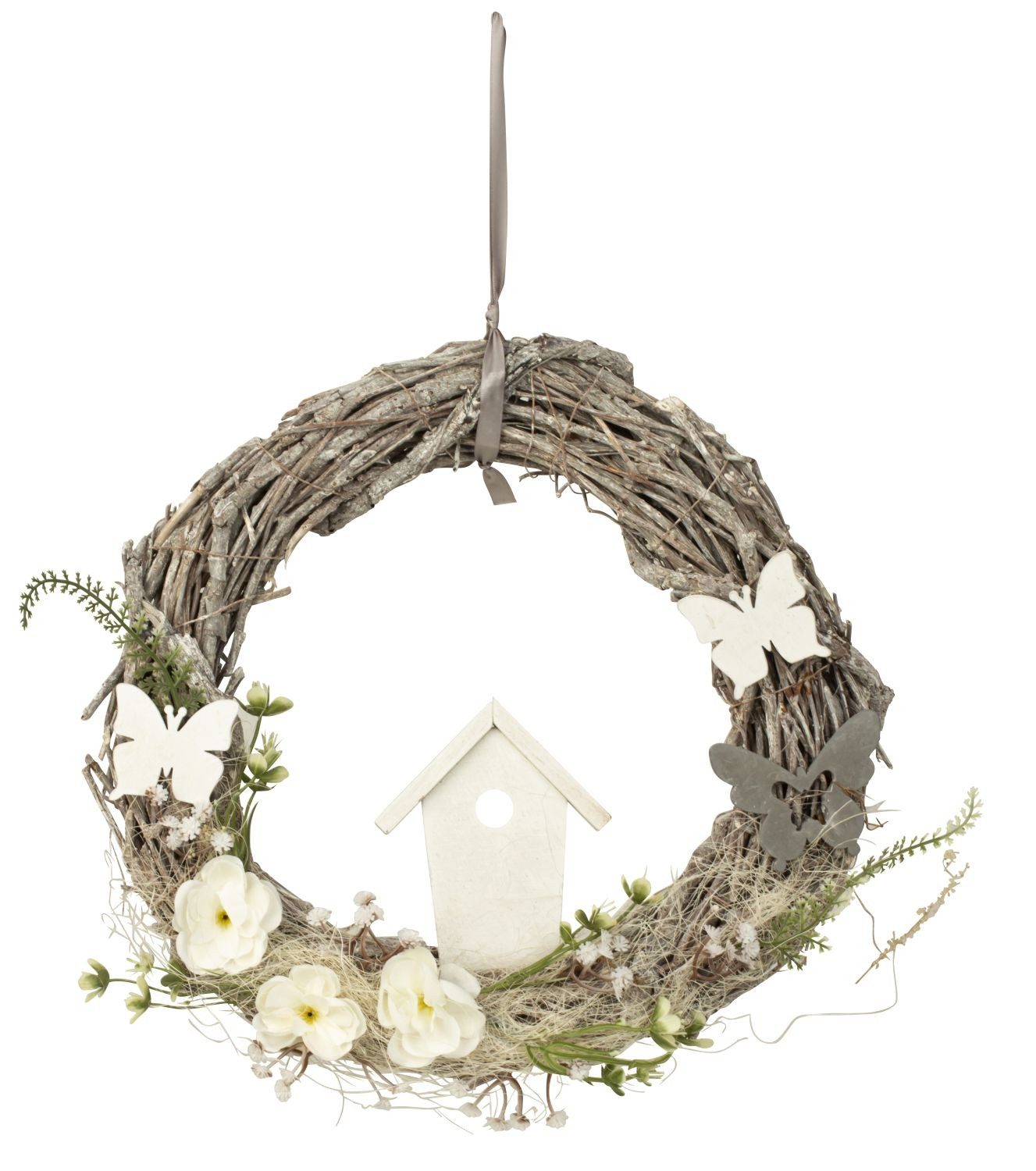 LB H&F Lilienburg Dekohänger Türkranz Frühling Frühlingsdeko Deko Eingang Dekoration Tür (Ostern Osterdeko Fensterhänger Dekohänger Fenster Fensterschmuck Wandschmuck Willkommen Girlande zum Hängen aufhängen Türschild Weide Weidenkranz Rattan Weide natürl