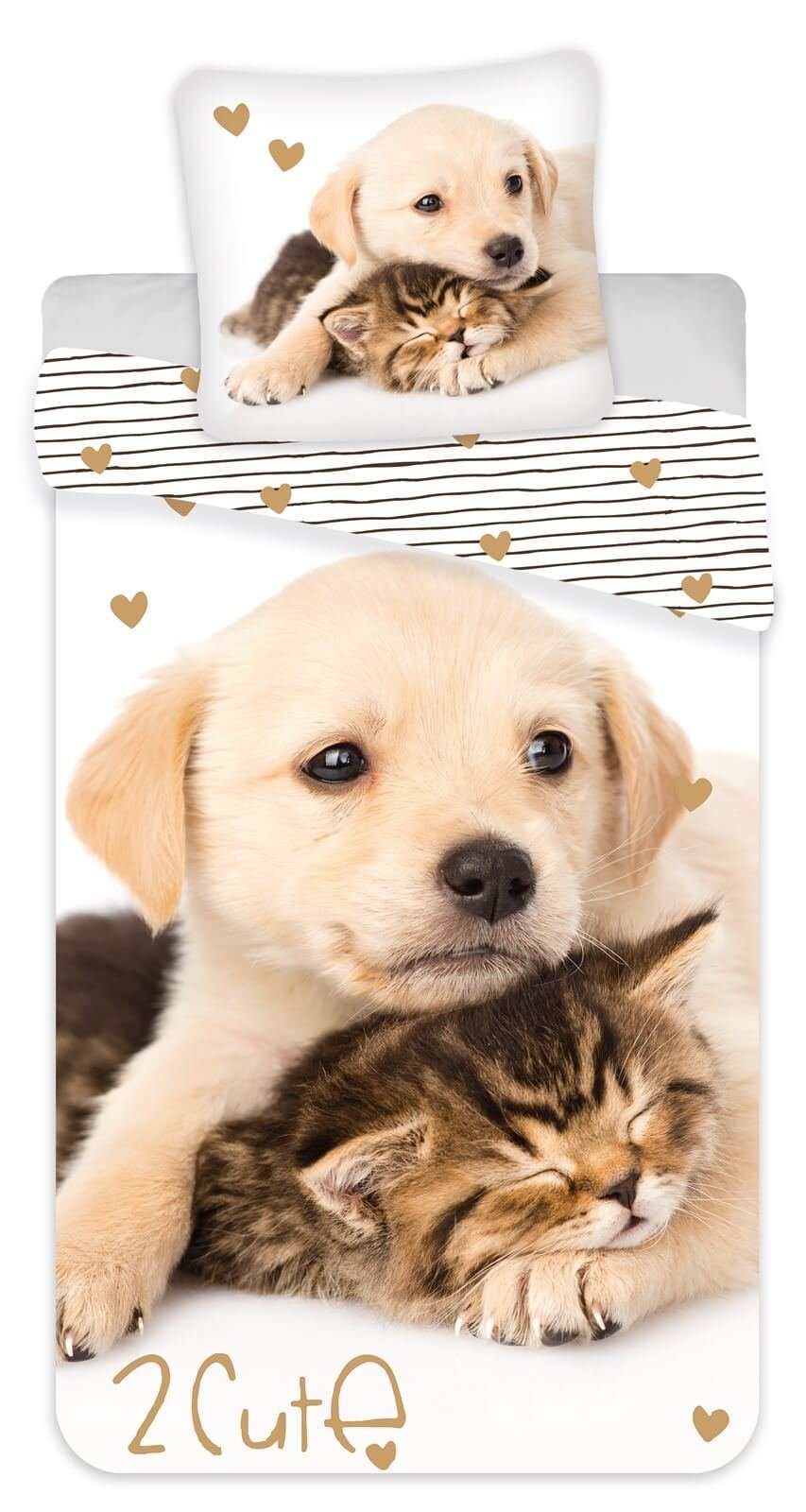 Jerry Fabrics Bettwäsche Golden Retriever - Hund & Katze - Wende-Bettwäsche-Set, 135x200 80x80, Baumwolle, 100% Baumwolle