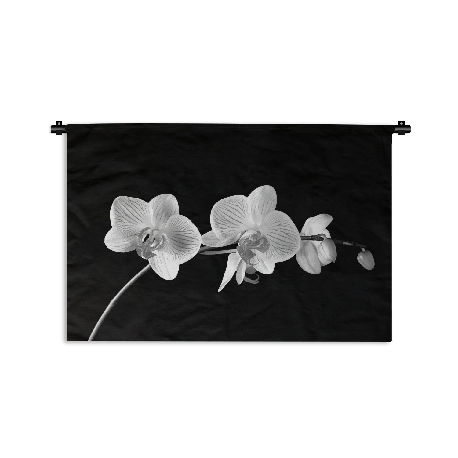 - Kinderzimmer - für Schlafzimmer, Wandbehang, Schwarz Blumen Rosa Orchidee - MuchoWow Wanddeko Kleid, - Wohnzimmer, Wanddekoobjekt Knöpfe,