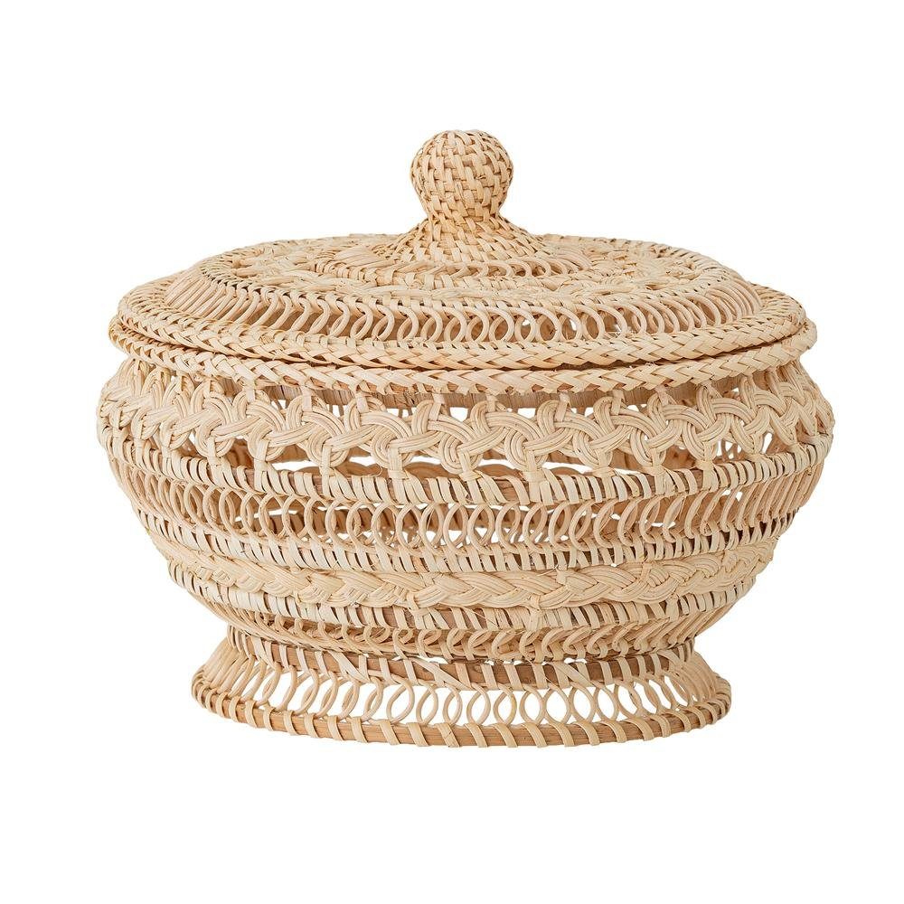 Bloomingville Dekokorb Nil, Rattan Natur Deckel 22 x 18 cm Ethno Boho. € 60,59