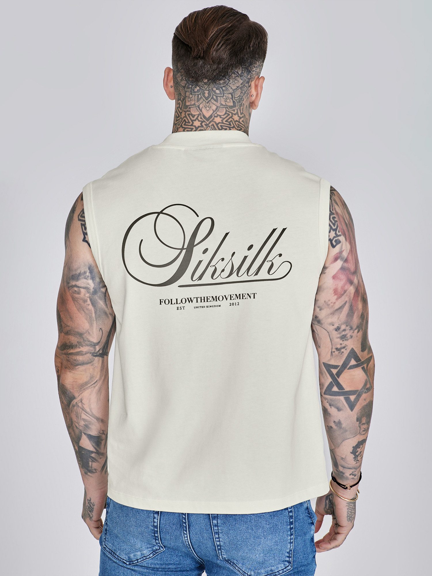 Siksilk Tanktop SikSilk Herren Ecru Ärmelloses T-Shirt günstig online kaufen
