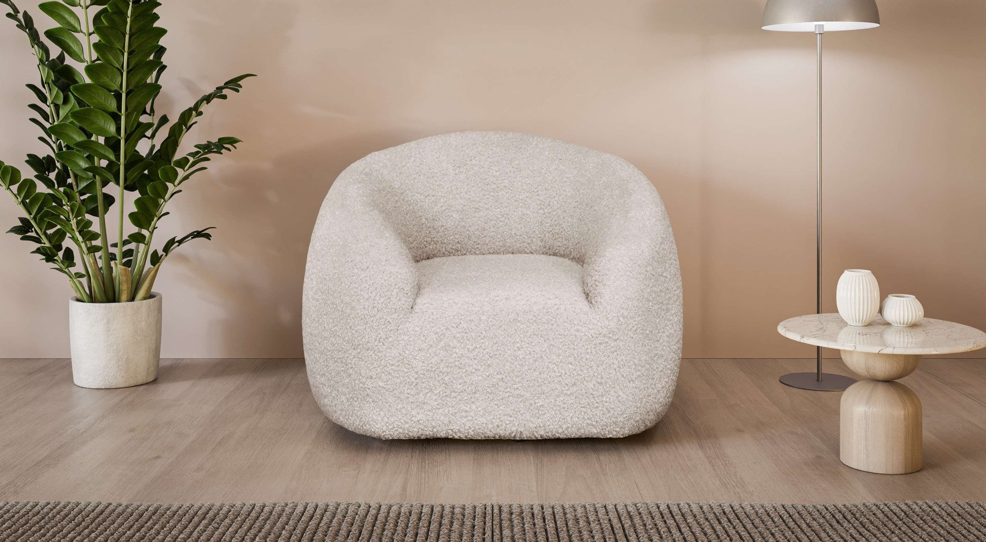 LeGer Home by Lena Gercke Drehsessel YANI Relaxsessel, Loungesessel, Maße B/T/H: 119/98/82 cm, organische Form, mit Wellenunterfederung, auch in Bouclé