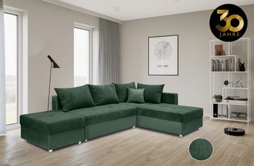 COLLECTION AB Ecksofa 30 Jahre Jubiläums-Modell Italia L-Form, mit Bettfunktion und Bettkasten, in Cord-Samt Mix