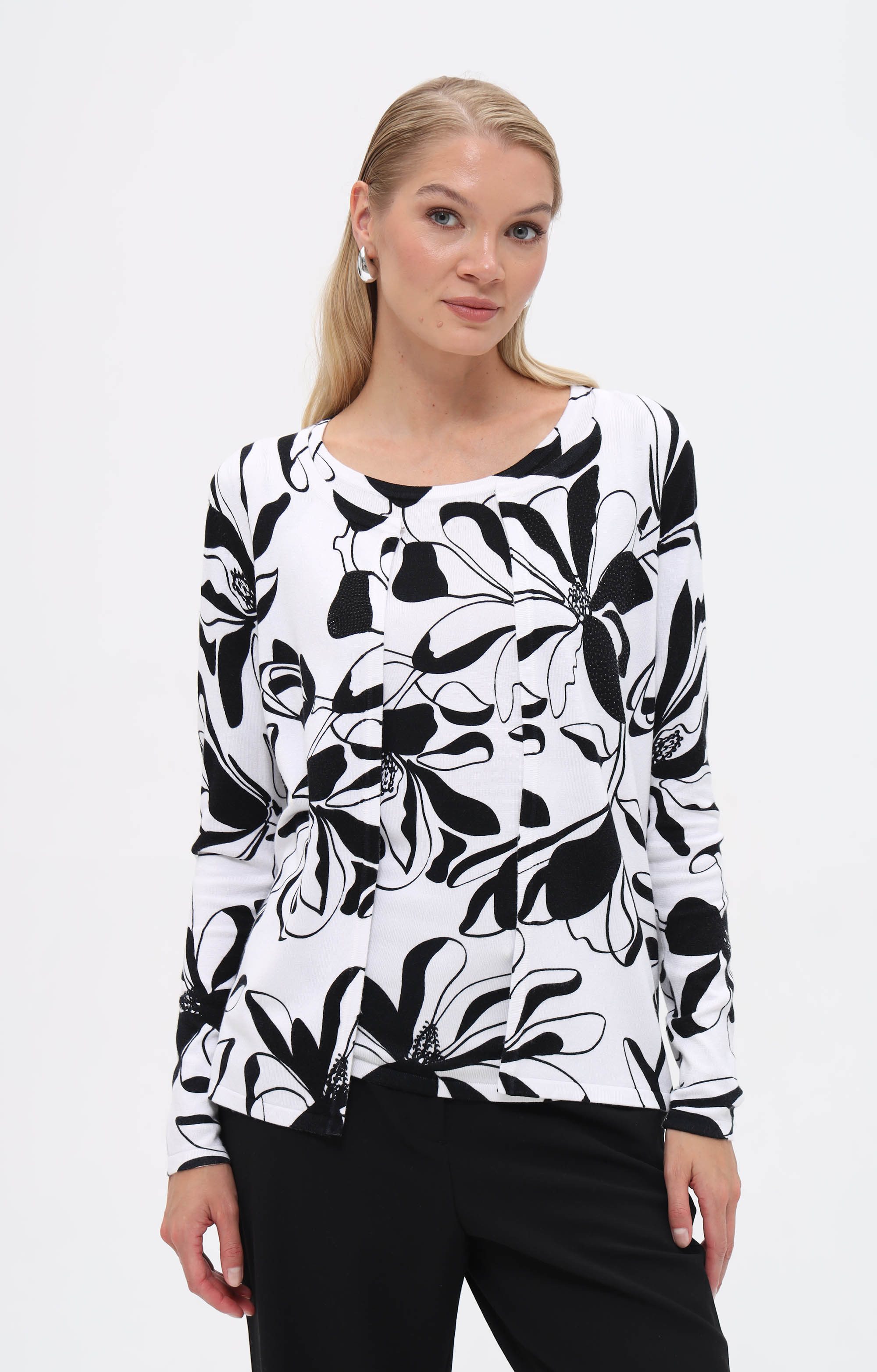 Passioni Cardigan Twinset mit abstraktem Blumen-Print