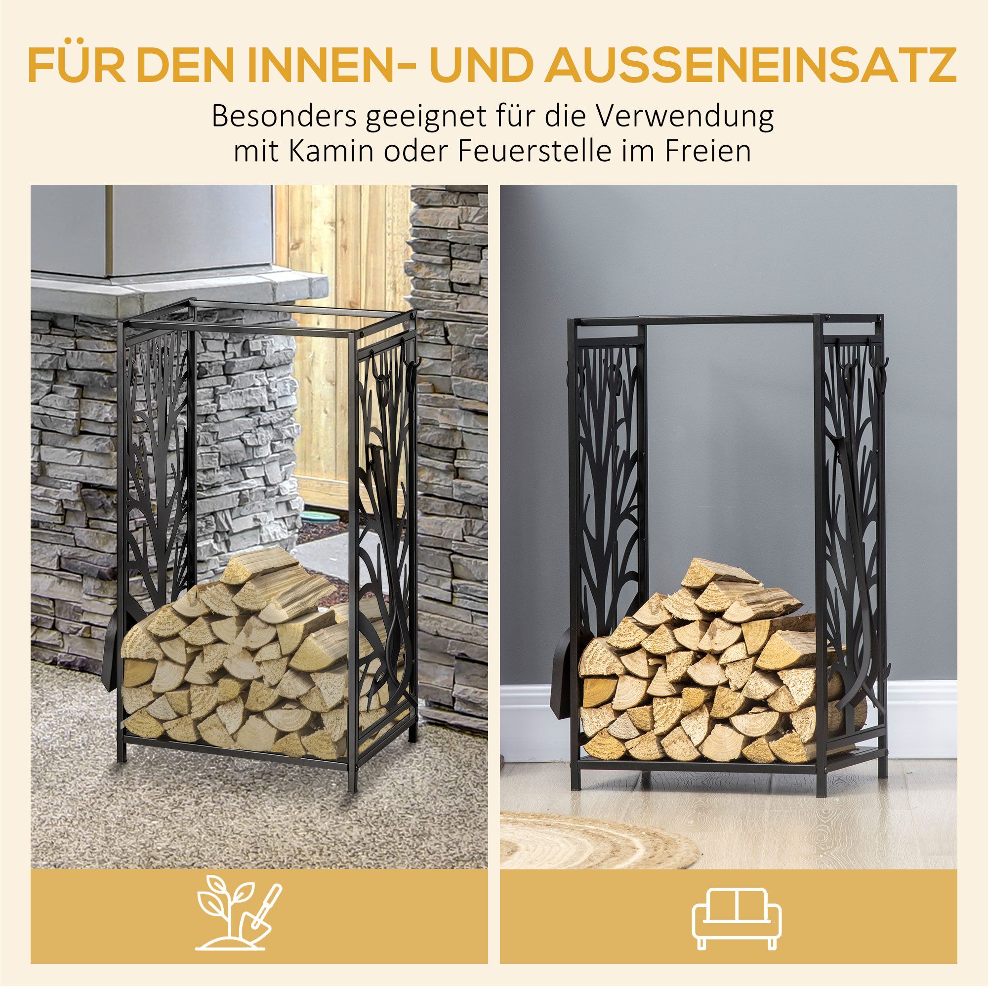 MC Star Kaminholzregal Kaminholzständer mit Kaminbesteck, günstig online kaufen
