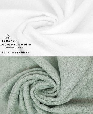 Betz Handtuch Set 12-TLG. Handtuch Set Premium Farbe weiß/heugrün, 100% Baumwolle, (12-tlg)