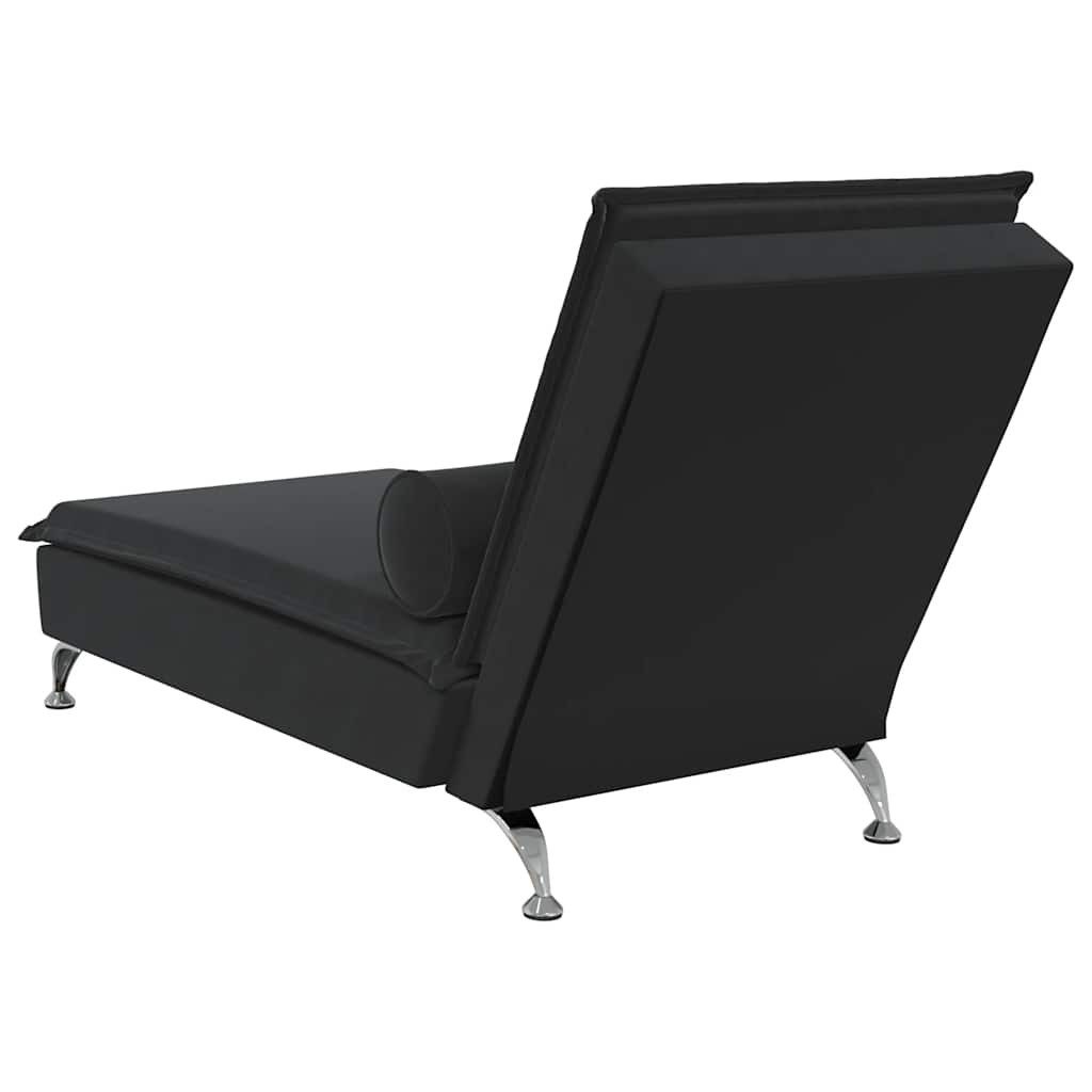 vidaXL Chaiselongue, Massage-Chaiselongue mit Nackenrolle Schwarz Samt