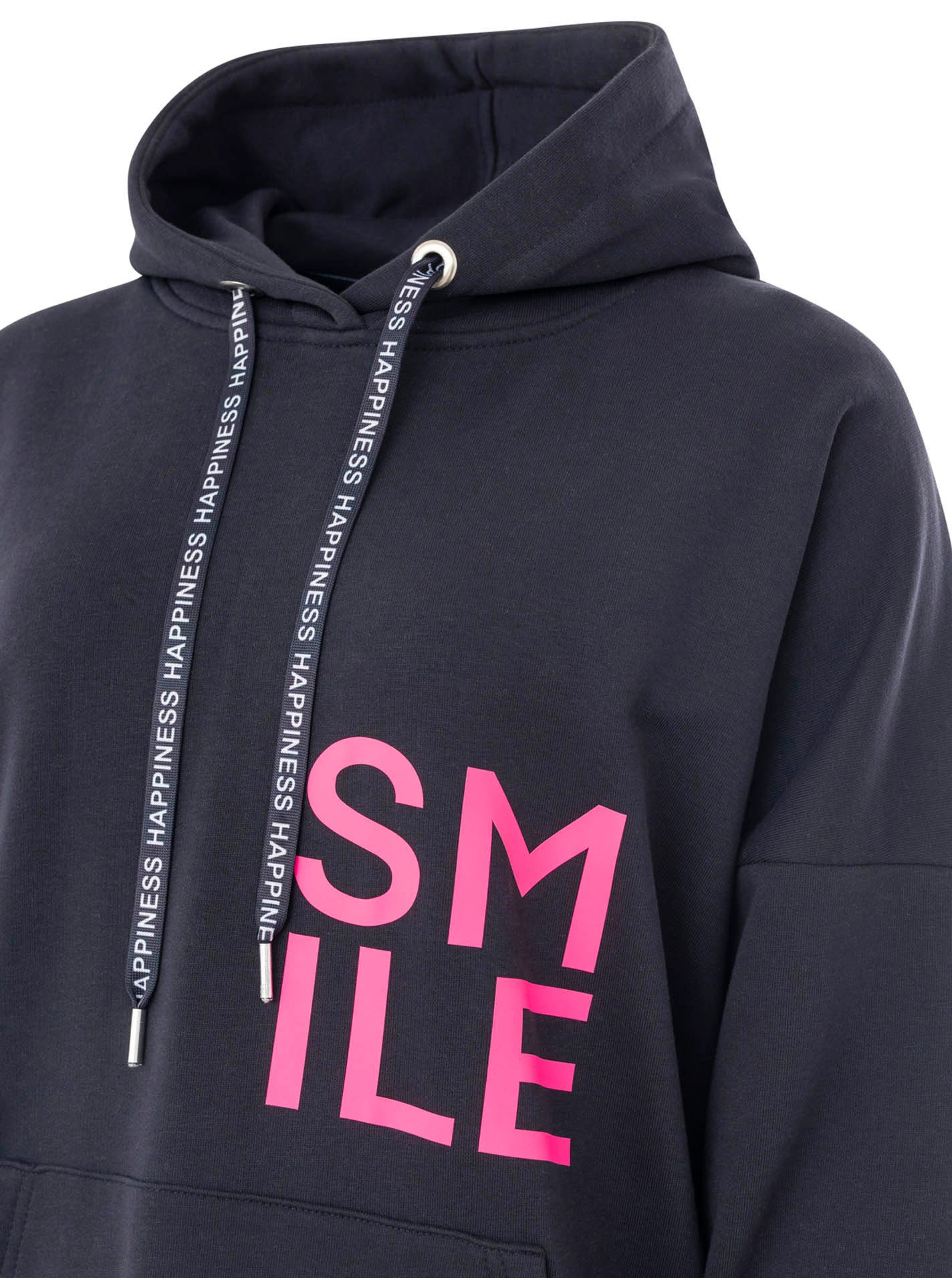 Zwillingsherz Sweatkleid "Alissa" Kapuze, Kängurutasche, Neon-Details, Print