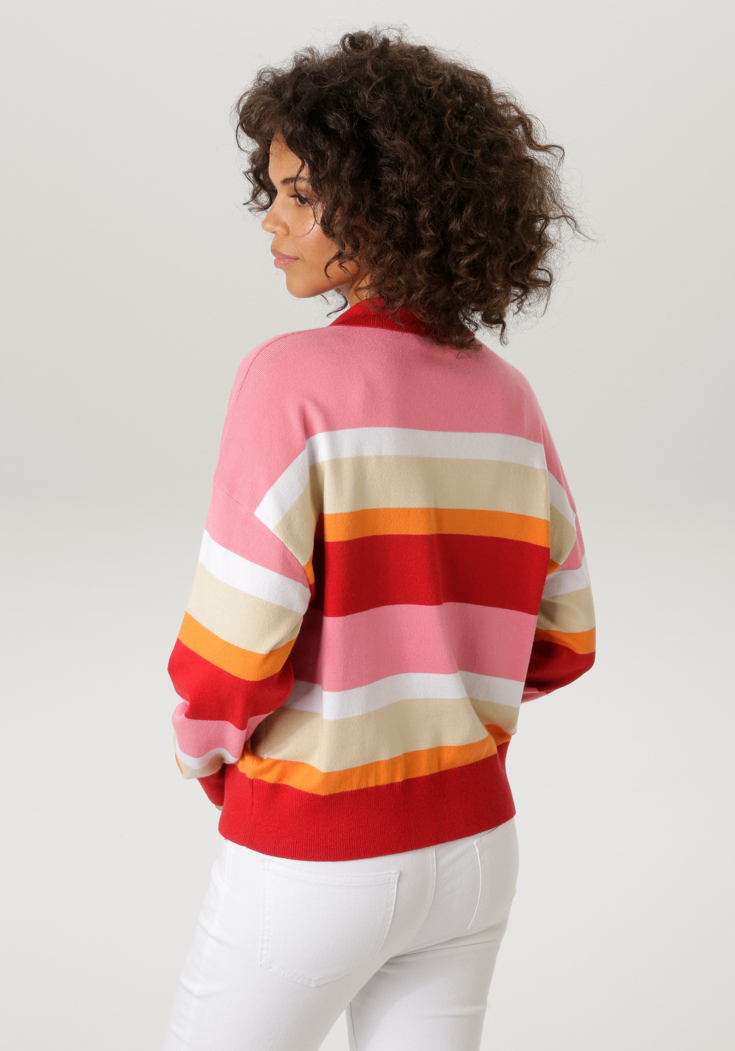Aniston CASUAL Strickpullover mit Polokragen und kurzer Knopfleiste