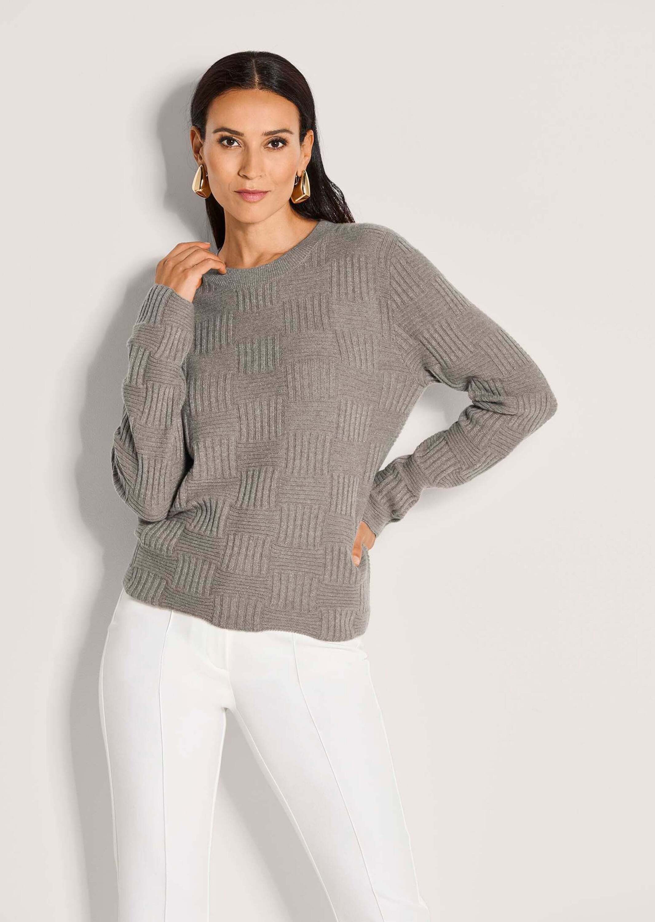 MADELEINE Strickpullover Glamouröser Stricksweater mit Rundhals Wollpullove günstig online kaufen