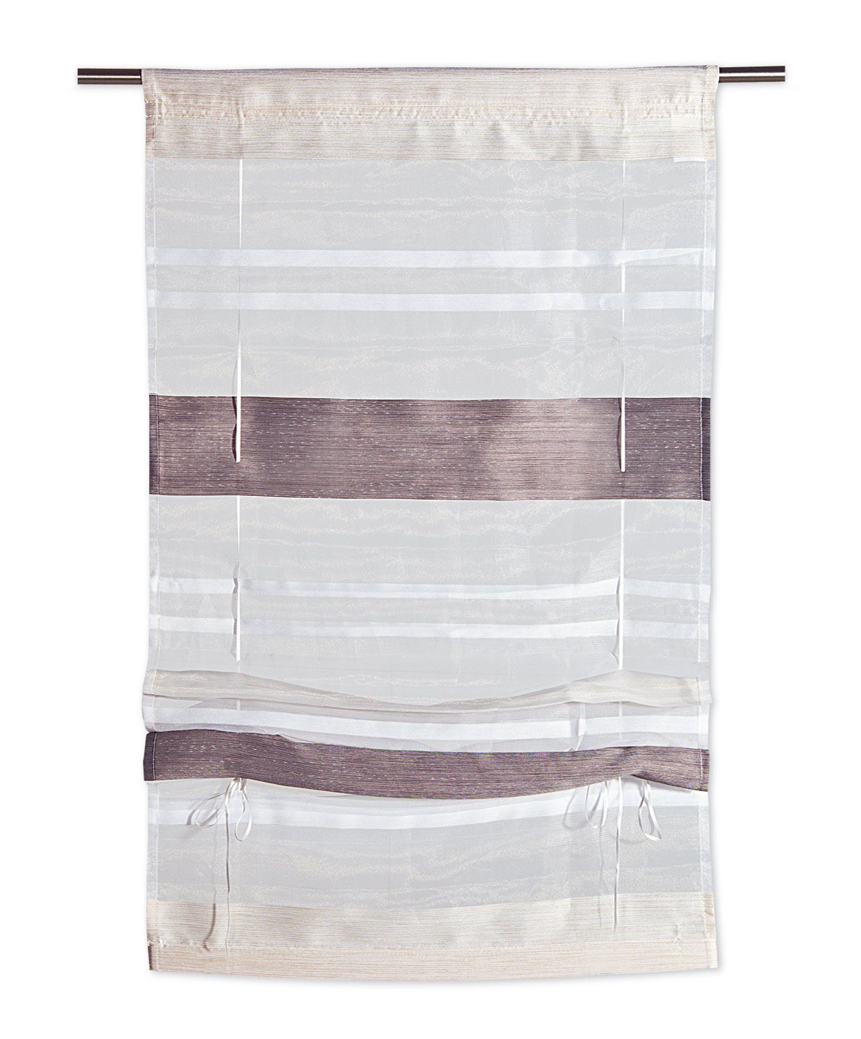 Raffrollo KIRA, 80 x 130 cm, Beige, Schlammfarben, Weiß, mit Schlaufe, frei günstig online kaufen