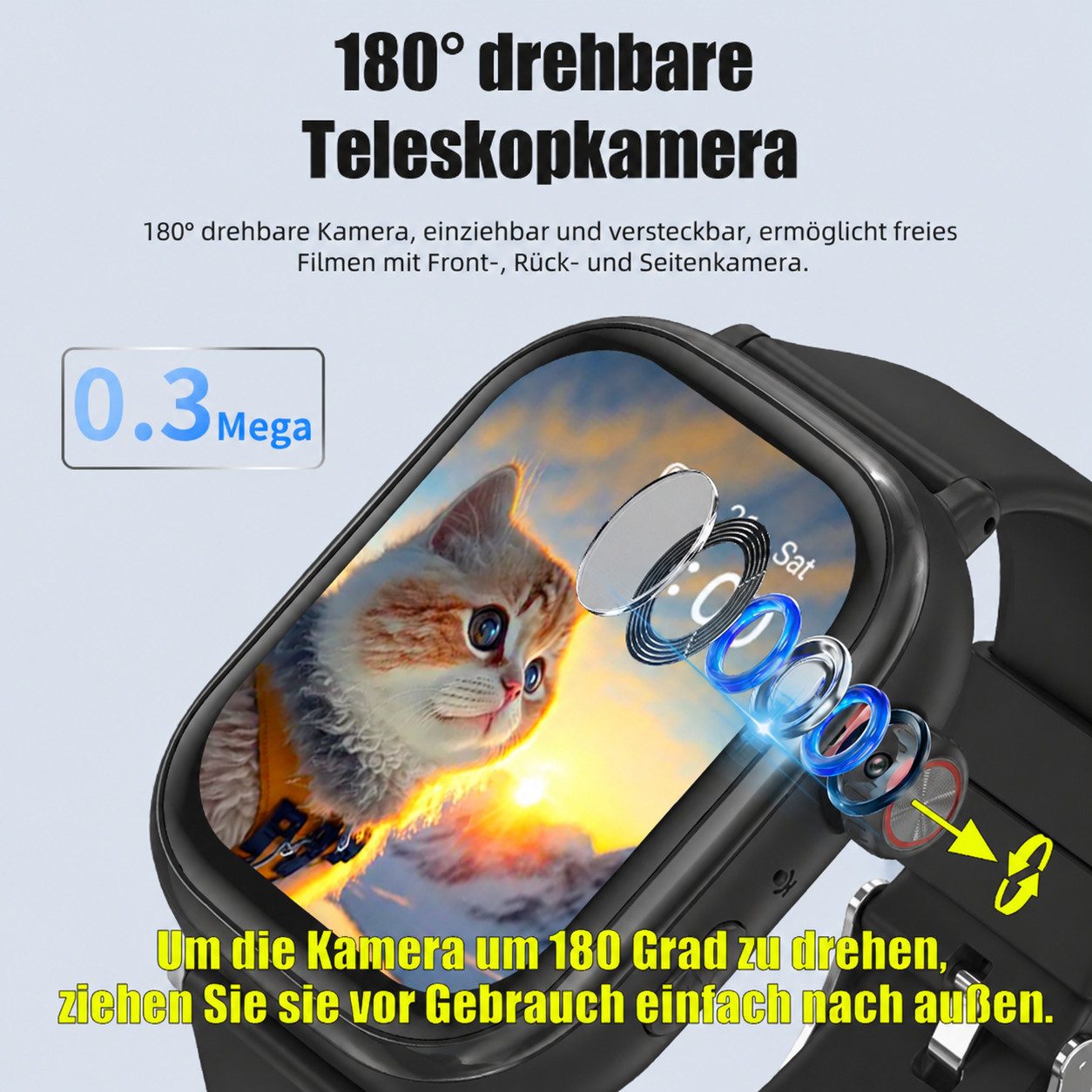 Vashoy 2026 T86 Smartwatch Kinder mit GPS Ortung kinderuhr & SIM-Karte Smartwatch (5 cm/2 Zoll, Android/4G (LTE), 5-tlg., AMOLED-Display, Schulmodus, Schwenkbare HD-Kamera, schmaler Rand, GPS Tracker Kinder,SOS, Auflösung 368 × 448,Ein Geschenk für das Kind