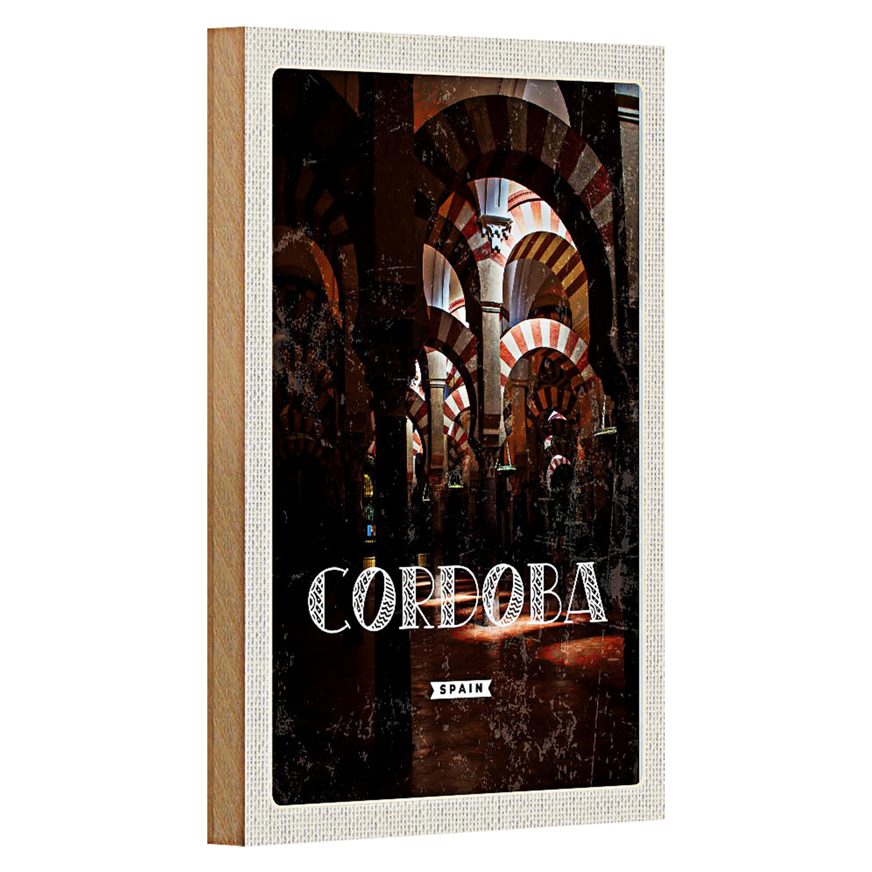 Roomando Holzbild Reise 12x18cm Retro Cordoba Spain römische Stadt