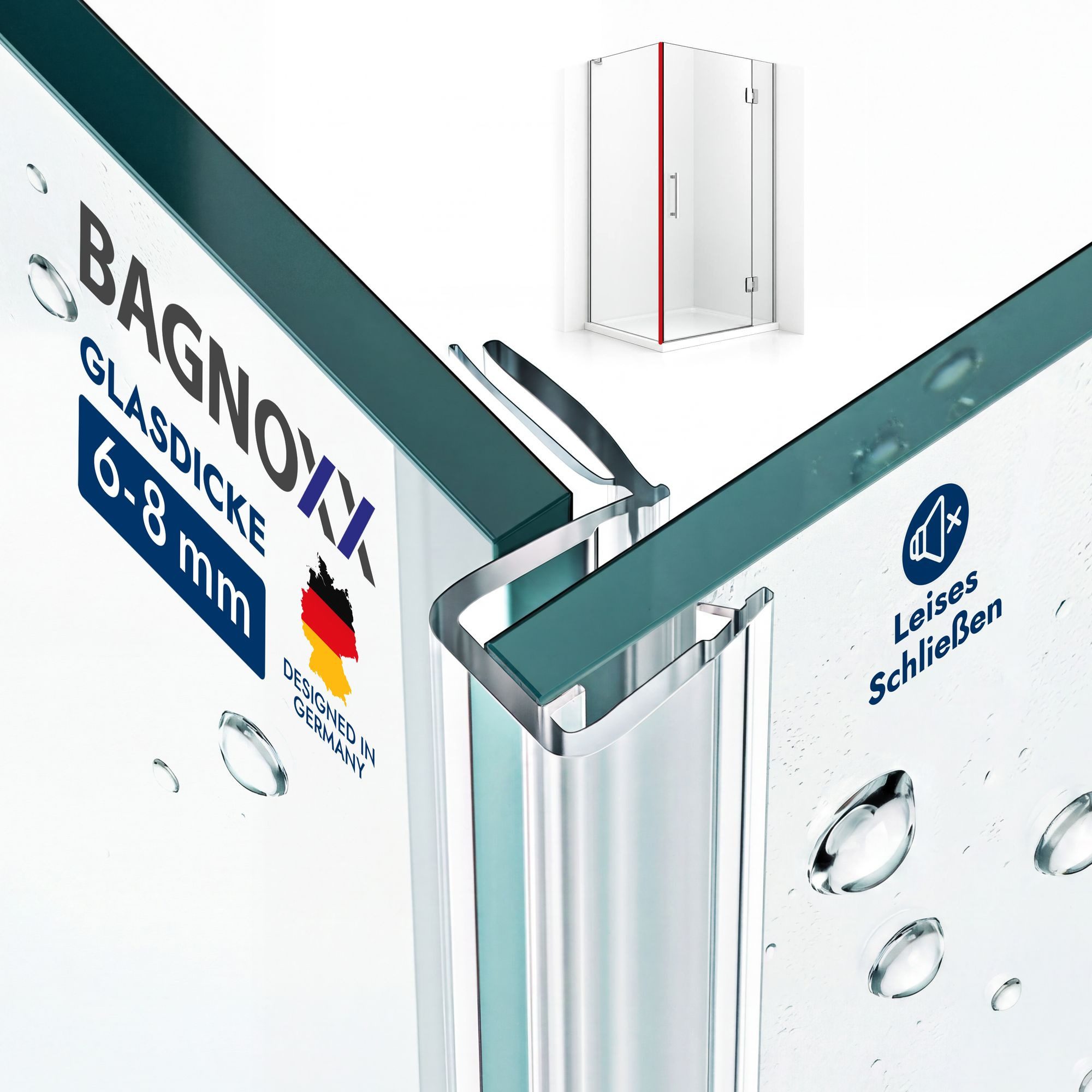 Bagnoxx Duschdichtung, L: 200 cm, (Duschdichtung Anschlagdichtung 90 Grad 200cm, 1-St), für Duschtür und weiterem Glaselement, Duschlippe aus PVC