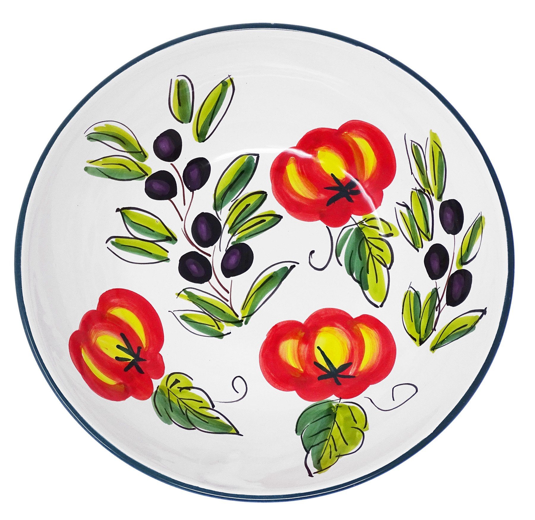 Olive handgemacht Servierschüssel, Salatschüssel, Keramik, Lashuma Runde Tomate Obstschale