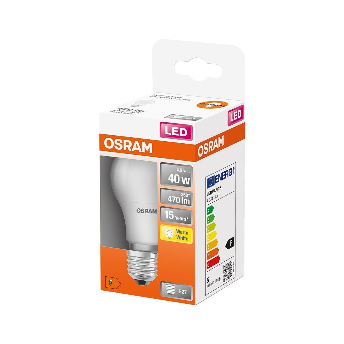 Osram LED-Leuchtmittel Star Classic A, E27, Warm White, 5,5 W