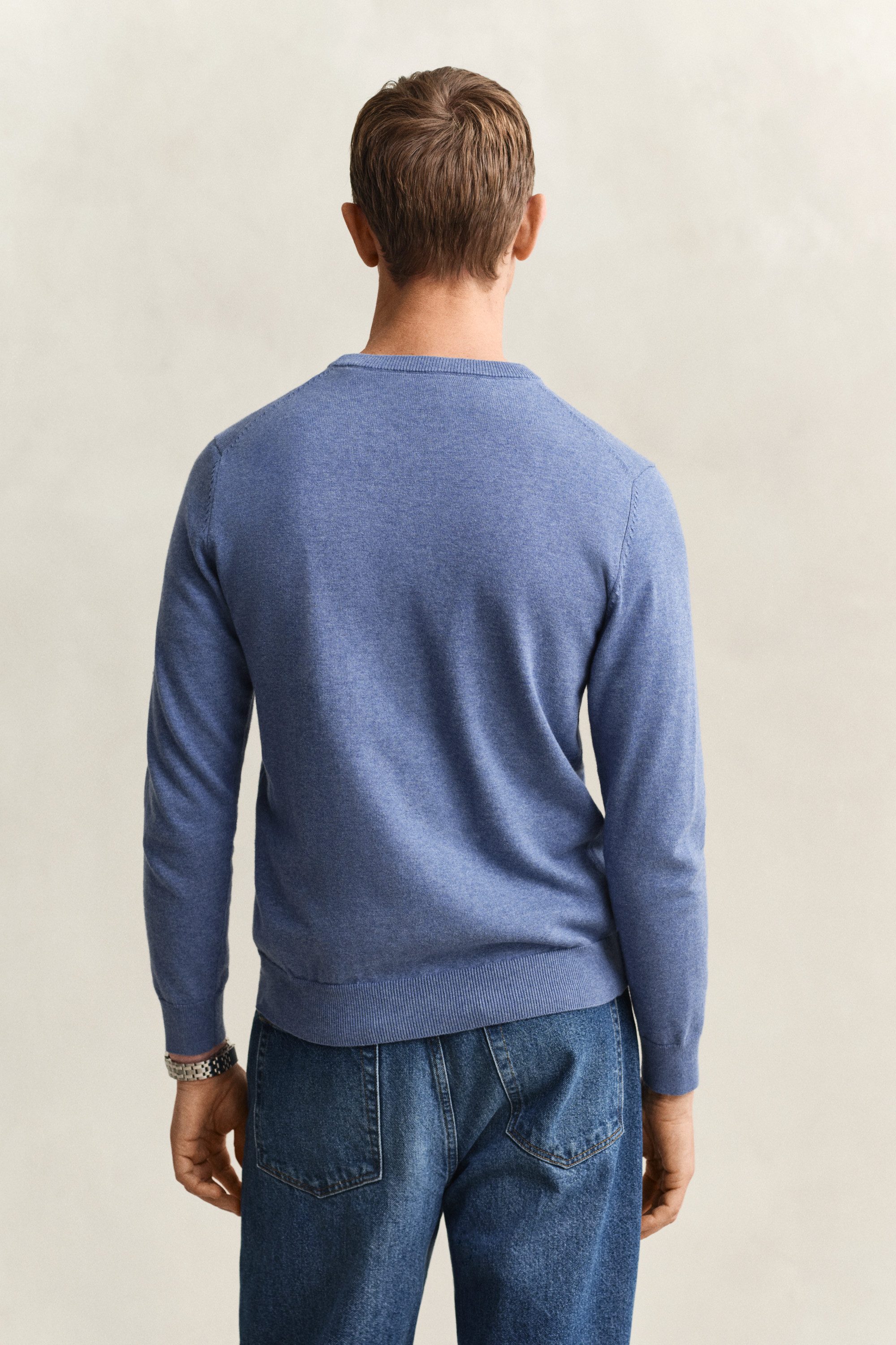 Gant Rundhalspullover CLASSIC COTTON C-NECK Premium Strickpullver aus weicher 100% Baumwolle, Übergangspullover