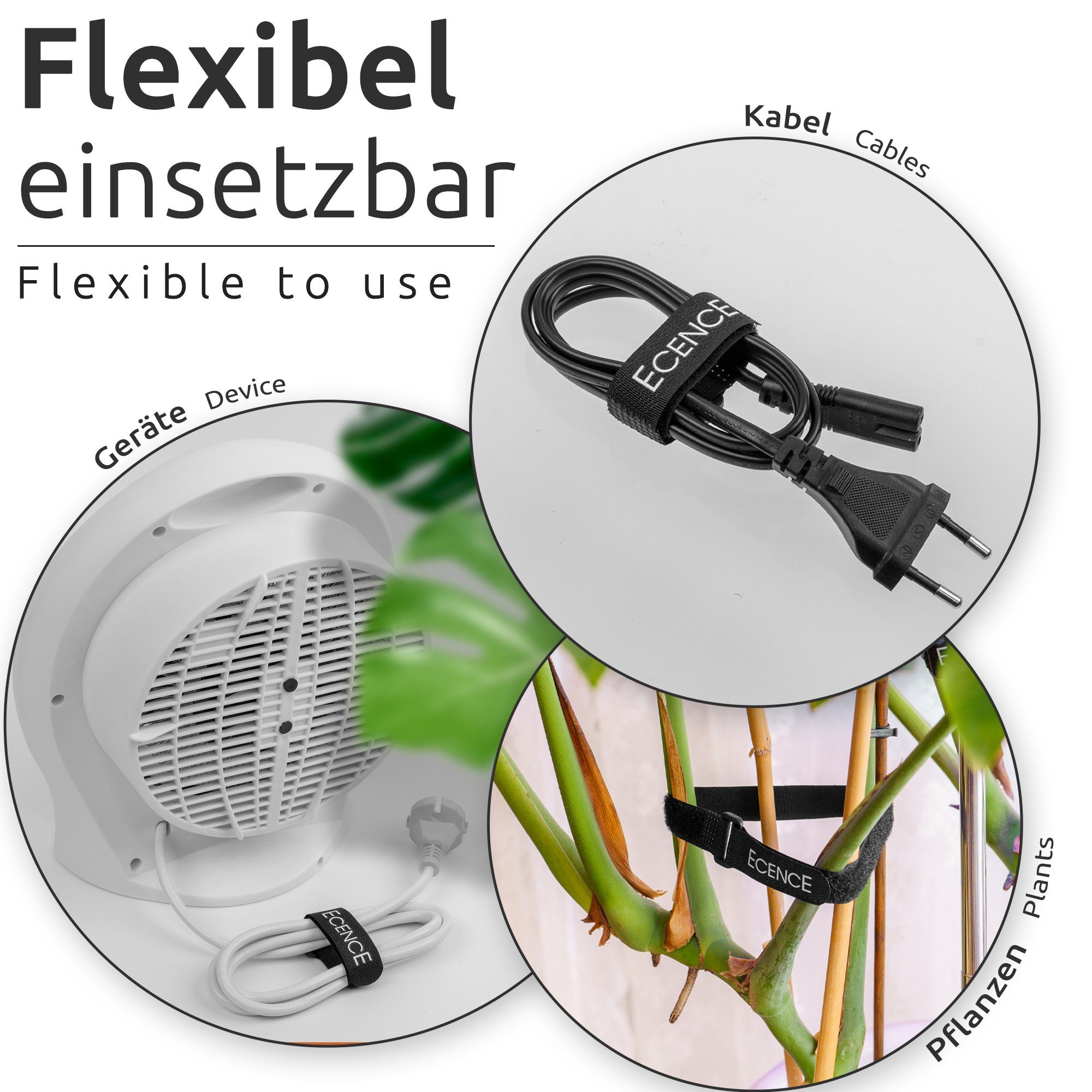 ECENCE Kabelzubehör 25er Set Klett-Kabelbinder wiederverwendbar – Bild 5 von 5