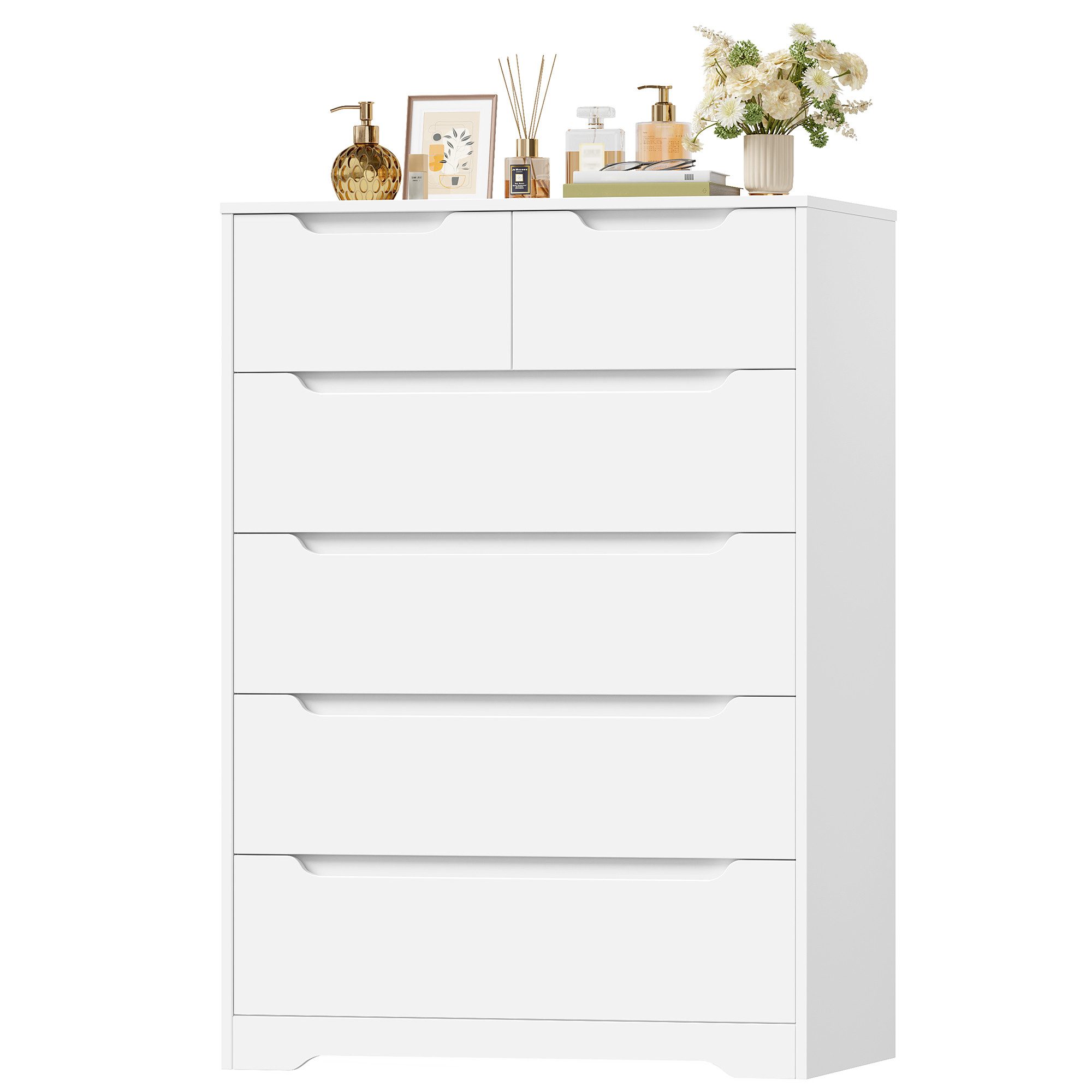 HOMECHO Kommode (1 St), mit 6 schubladen, Sideboard Highboard mit Viel Stauraum, Weiß