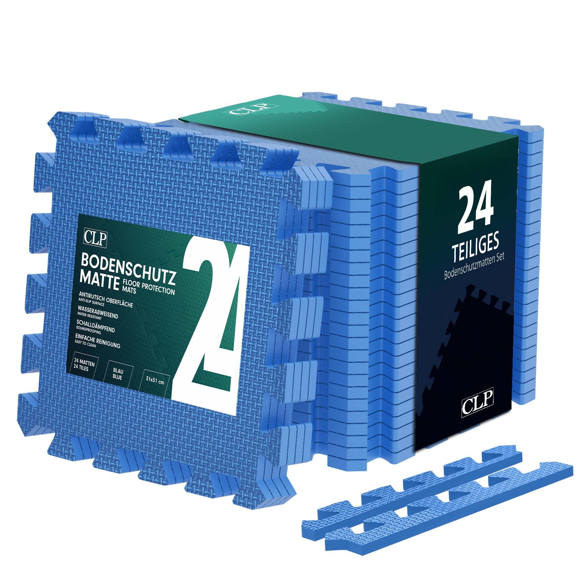 CLP Bodenschutzmatte Puzzlematte 30x30 cm, 24er Set, 24er, rutschfest, für indoor und outdoor