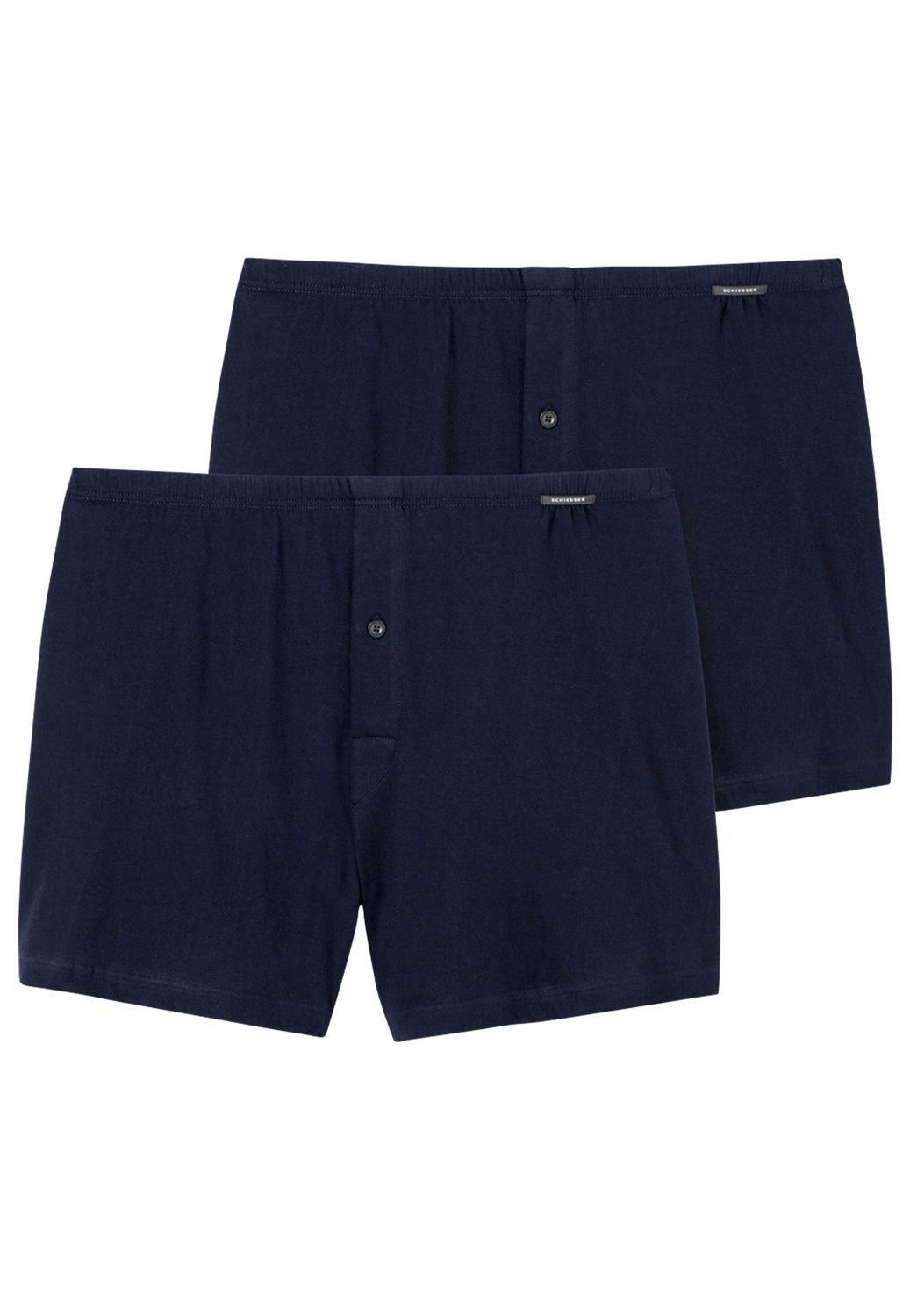 Schiesser Boxershorts (2-St) mit Knopfleiste + Komfortbündchen, Premium-Qualität im 2er Pack Dunkelblau