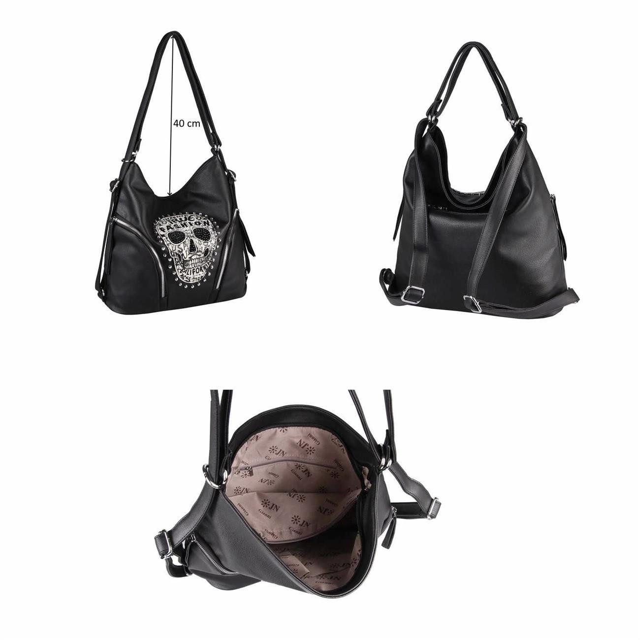 ITALYSHOP24 Rucksack Damen Totenkopf Shopper Tasche XL Rucksacktasche, Schä günstig online kaufen