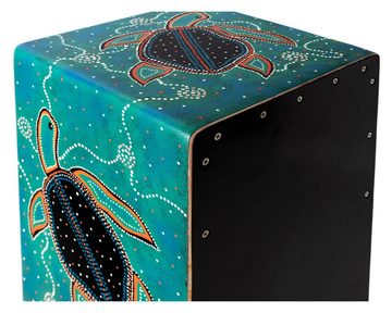 XDrum Cajon Handbemalte Designer-Cajon mit Dot Art-Schildkröten "Turtle", Bass Port & Snare Teppich mit 20 Spiralen
