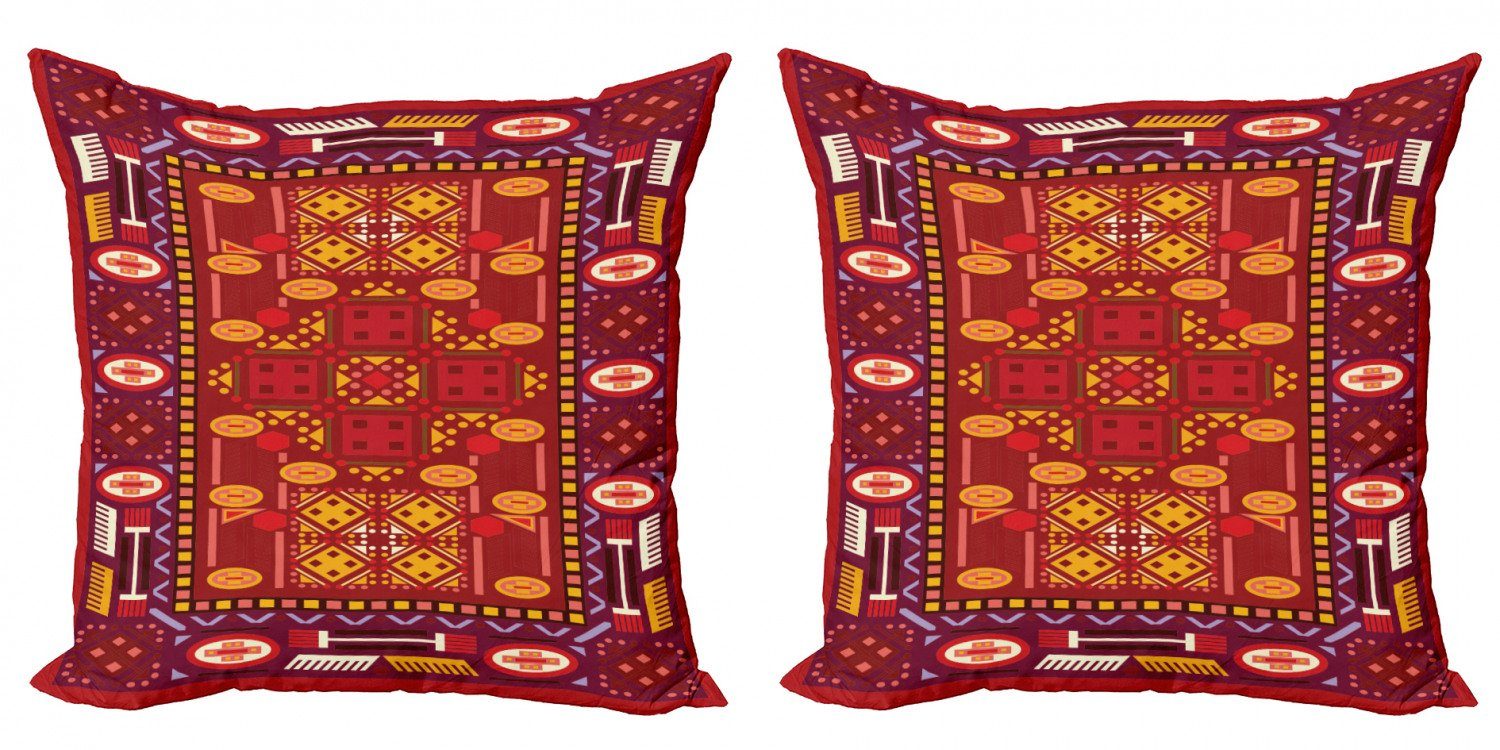 Kissenbezüge Modern Accent Doppelseitiger Digitaldruck, Abakuhaus (2 Stück), afghanisch Formen in den warmen Farben