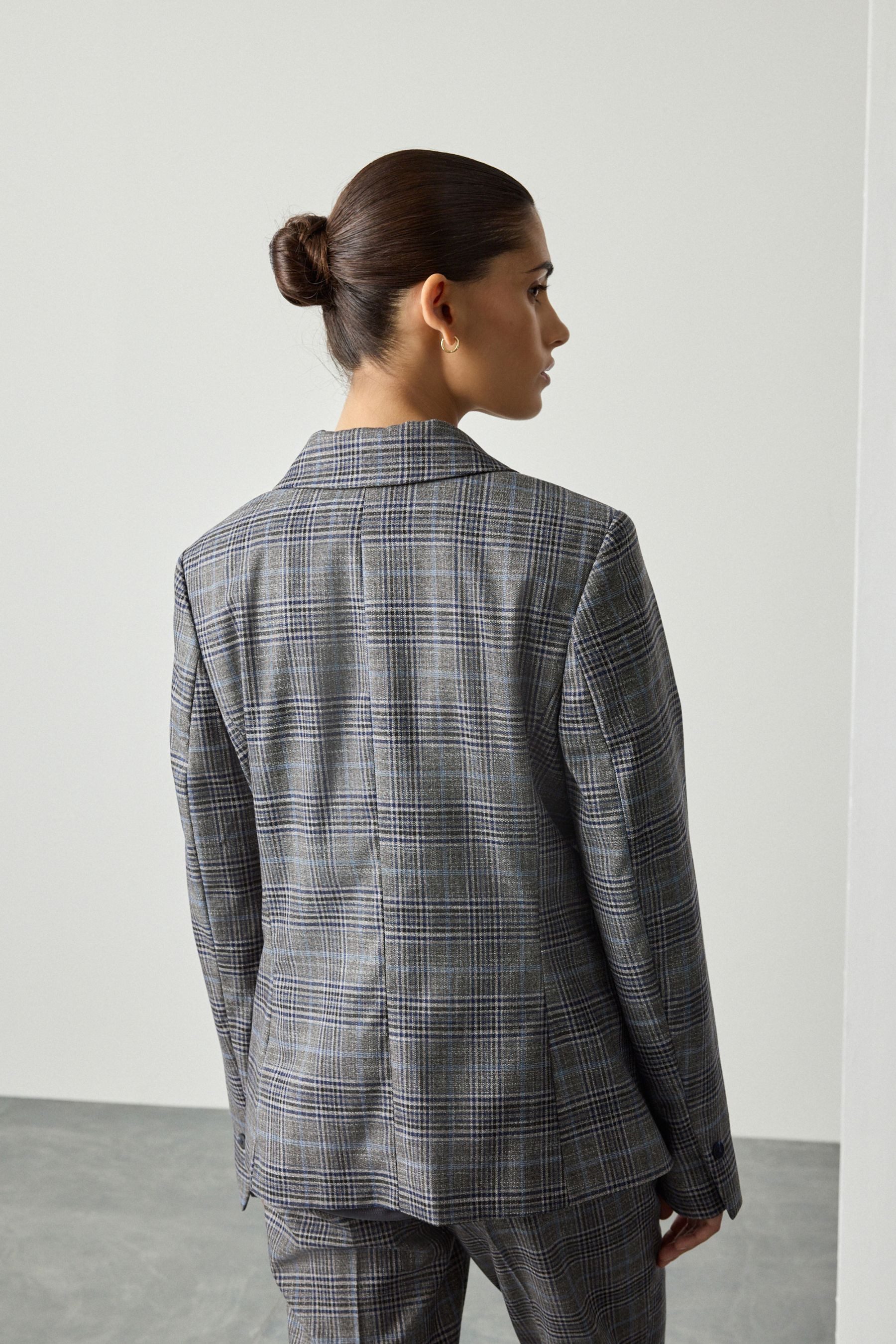 Next Jackenblazer Modellierender einreihiger Blazer mit Karos (1-tlg) günstig online kaufen