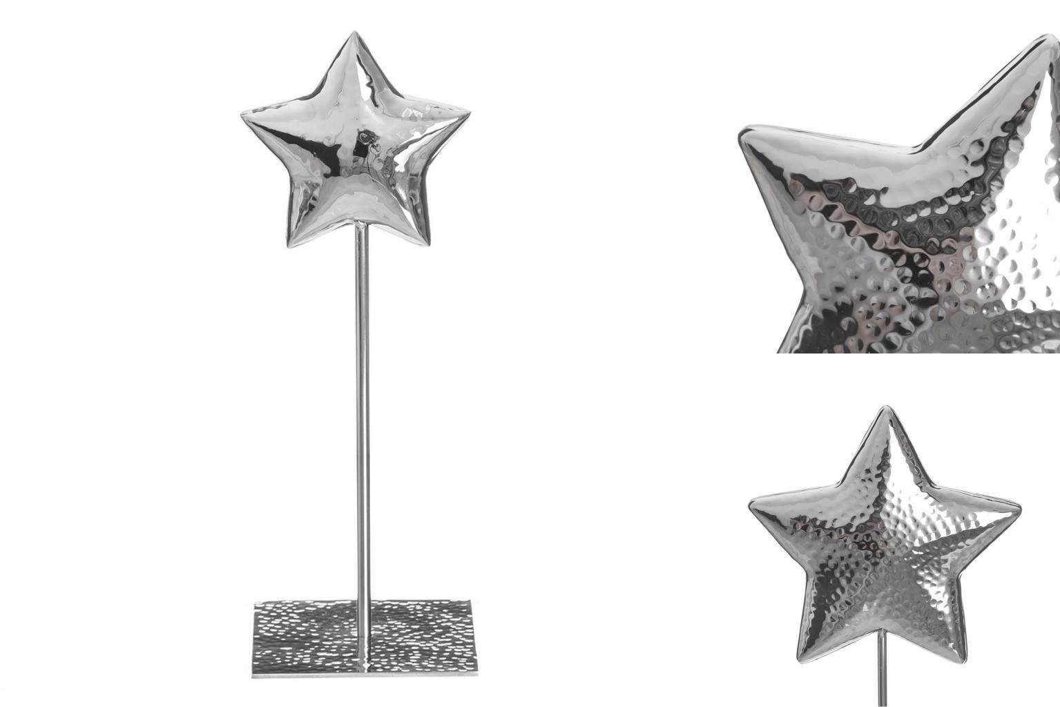 Bigbuy Dekoobjekt Deko-Figur Stern Silber 10 x 10 x 28 cm