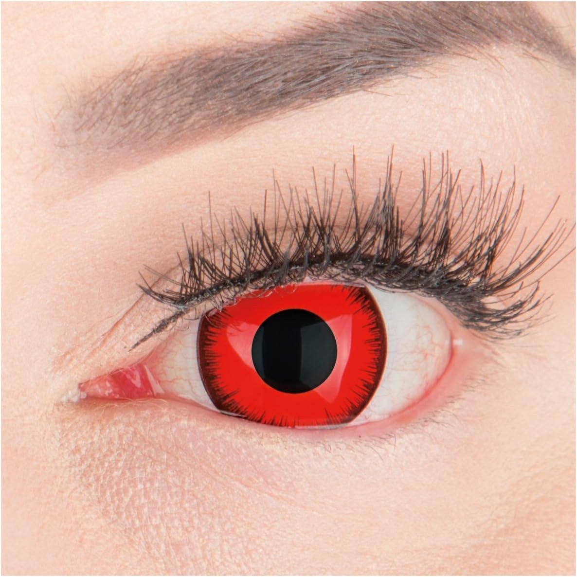 MeralenS Jahreslinsen rote 'Red Lunatic 17 mm' mini Sclera 1 Paar. Halloween & Cosplay