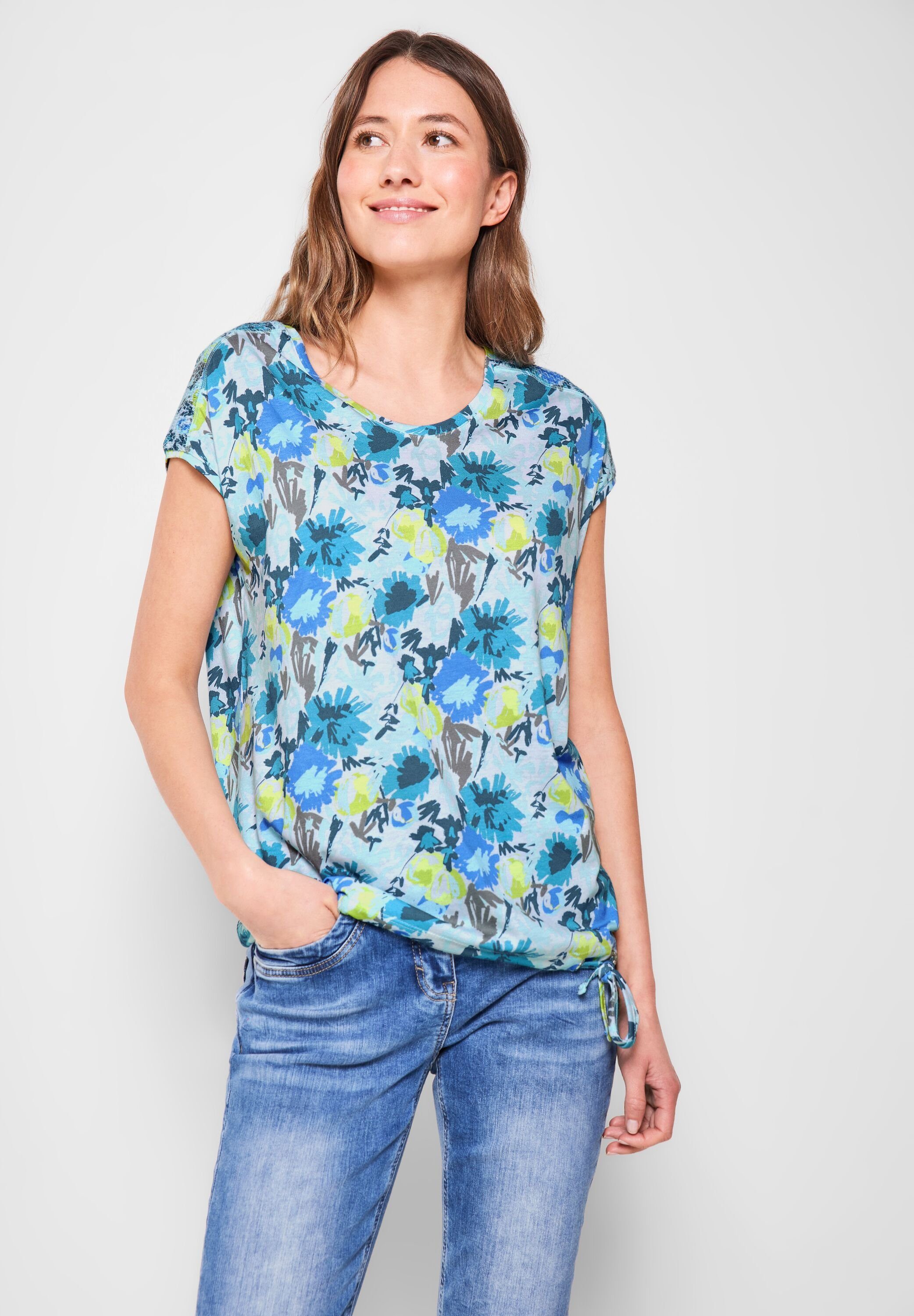 Derzeit im Sonderangebot Cecil T-Shirt mit allover vanilla Blumenprint white