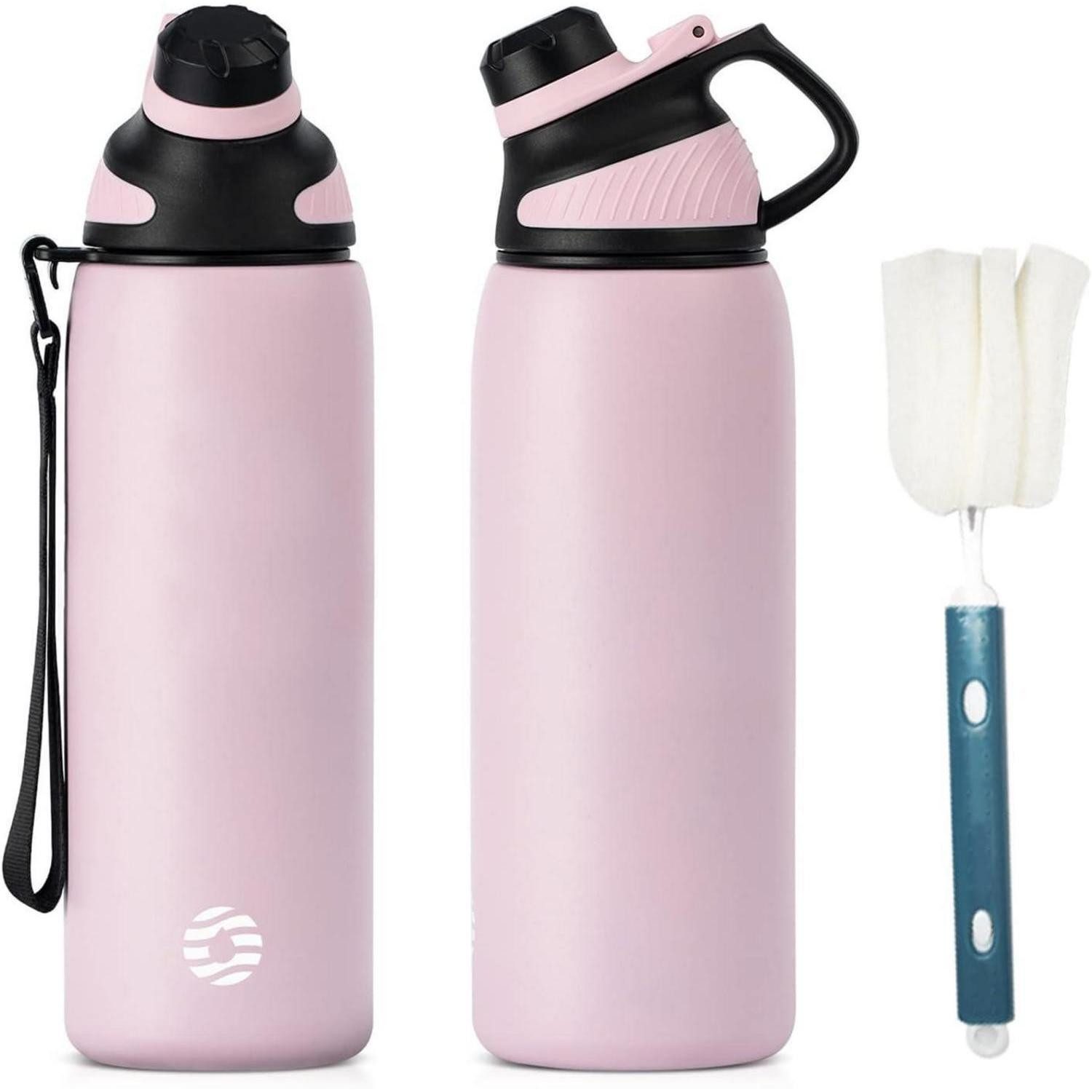 LuxusKollektion Thermoflasche Trinkflasche Edelstahl Thermo BPAfrei Auslaufsicher 1L Rosa 800 ml