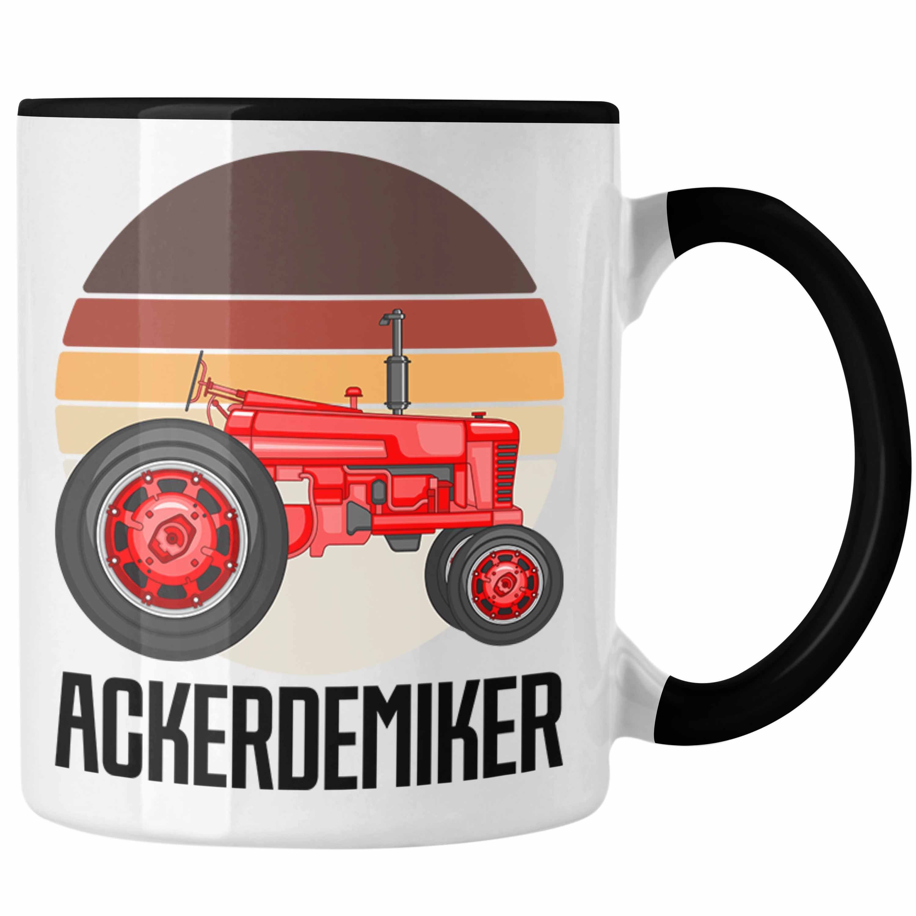 Trendation Tasse Ackerdemiker Tasse Geschenk für Landwirt Kaffee-Becher Geschenkidee Ba Schwarz
