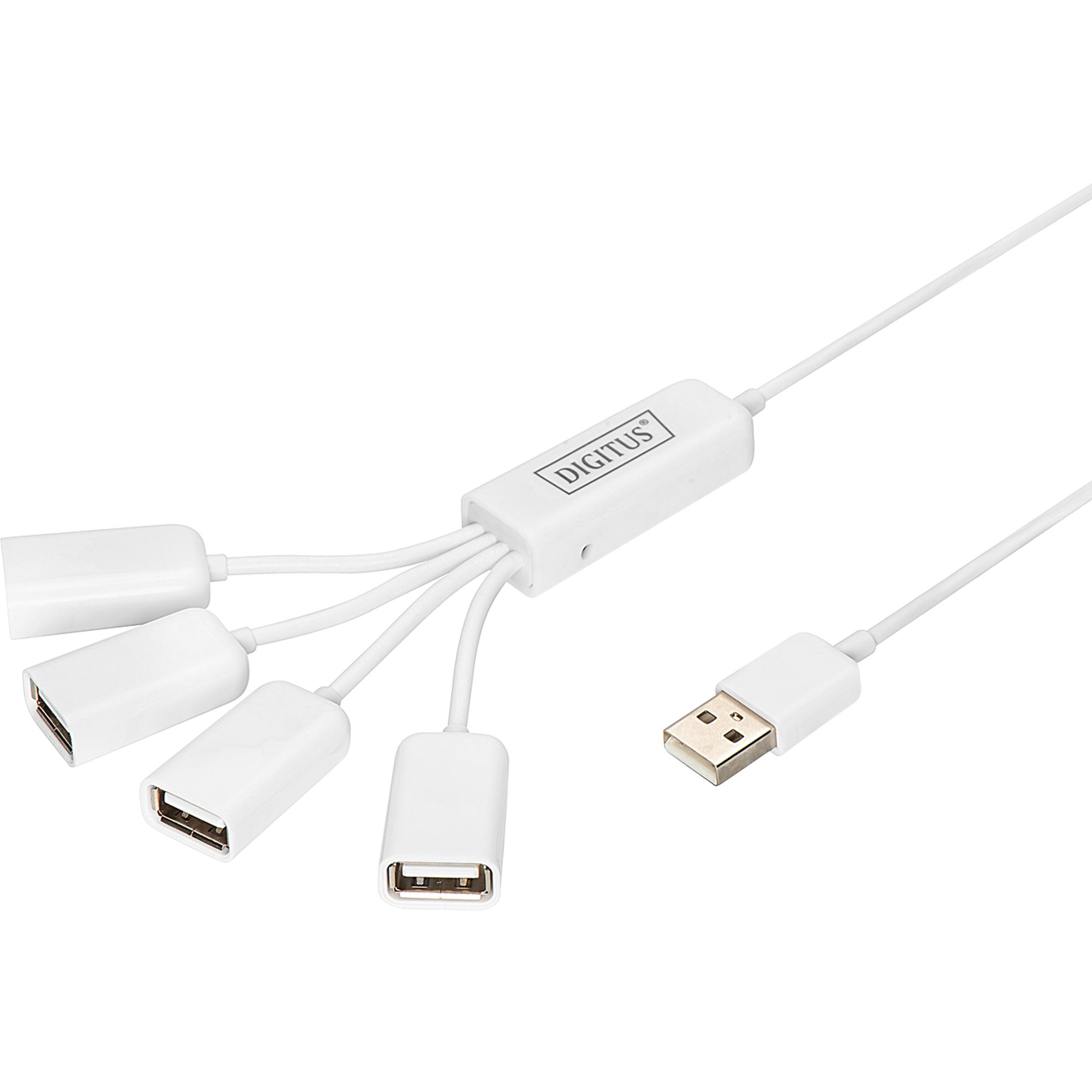 Digitus USB-Verteiler Digitus Slim Spider USB-Hub, USB-A 2.0 Stecker > 4x USB-A Buchse, (1
