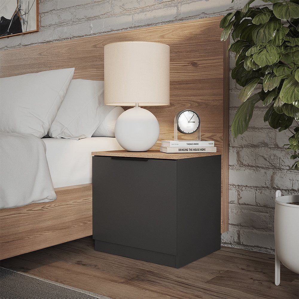 Vicco Nachtschrank Betti, Anthrazit/Eiche, 50 x 50 cm