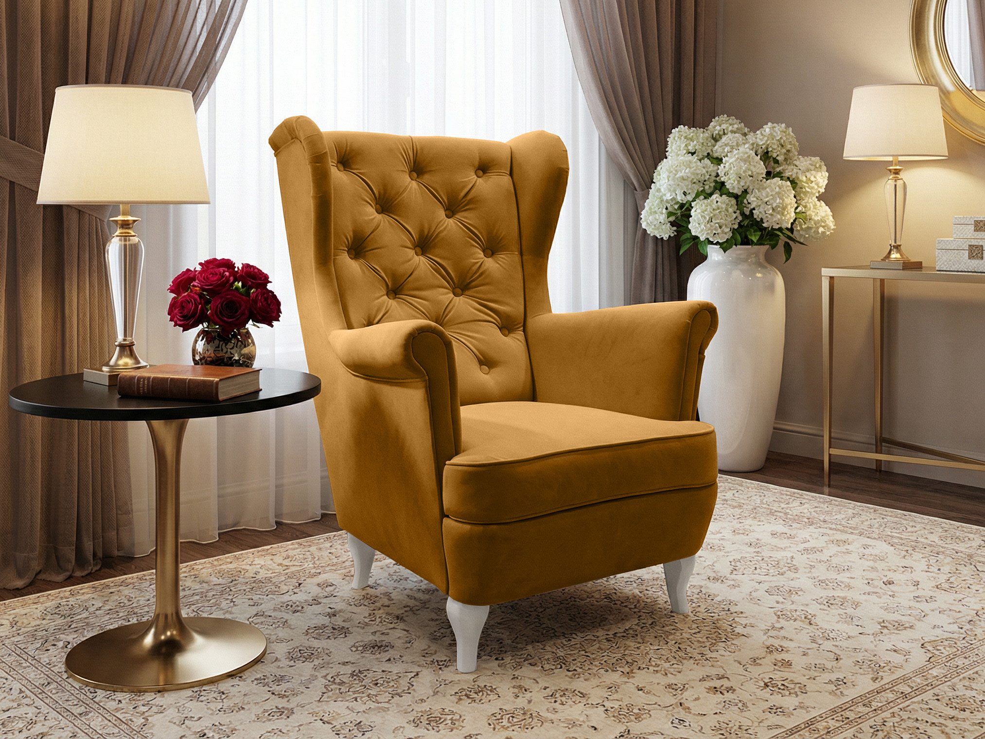 Beautysofa Ohrensessel Sessel FALCO Chesterfield Wohnzimmersessel Fernsehsessel