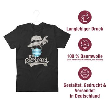 Shirtracer T-Shirt Servus Totenkopf Bayern Edelweiß Trachten Bayrisch Tirol Bavaria Mode für Oktoberfest Herren