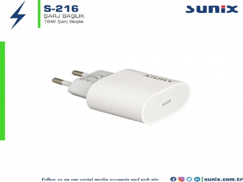Sunix Sunix 18W PD Wandladegerät Netzteil Schnell-Ladegerät USB-C Typ-C Smartphone-Ladegerät