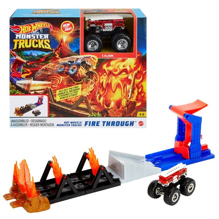 Hot Wheels Spielzeug-Monstertruck Monster Trucks Feuriger Angriff Hot Wheels Spielset Mattel