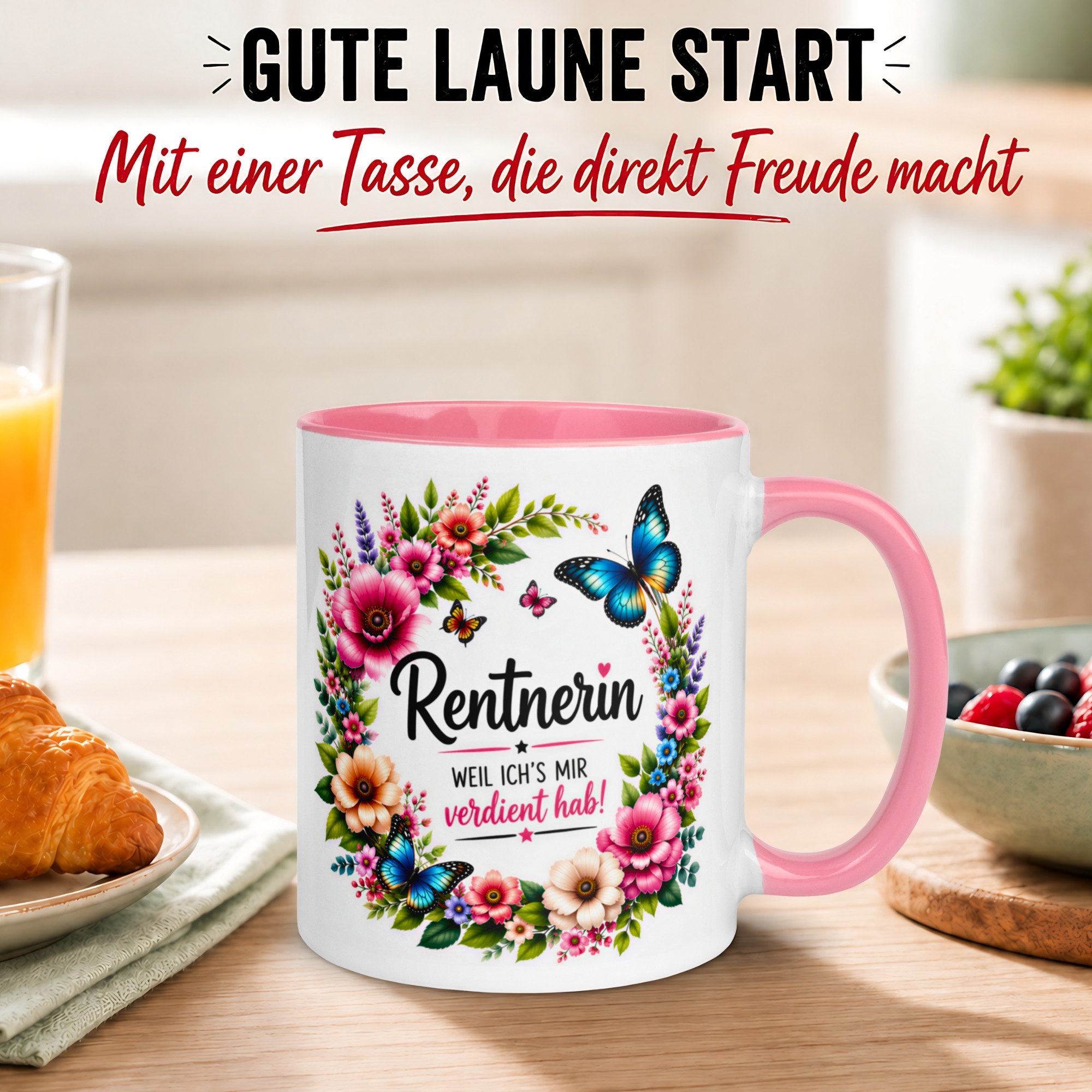 Momentals Tasse Rentnerin – „Weil ich's mir verdient hab“ – Geschenk Rente Frau, Gratis Versand · Links-&Rechtshänder · Spülmaschinenfest
