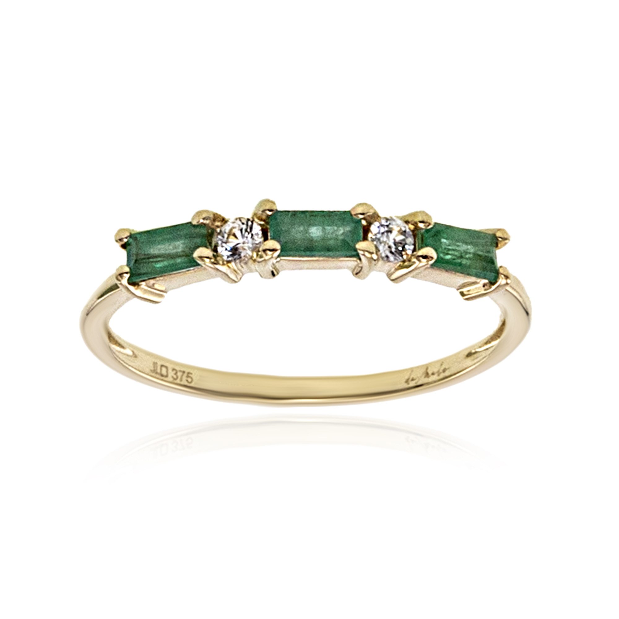 Cavill Goldring Goldring mit Smaragd aus Sambia, 0,93 g, 375er Gelbgold (1-tlg)